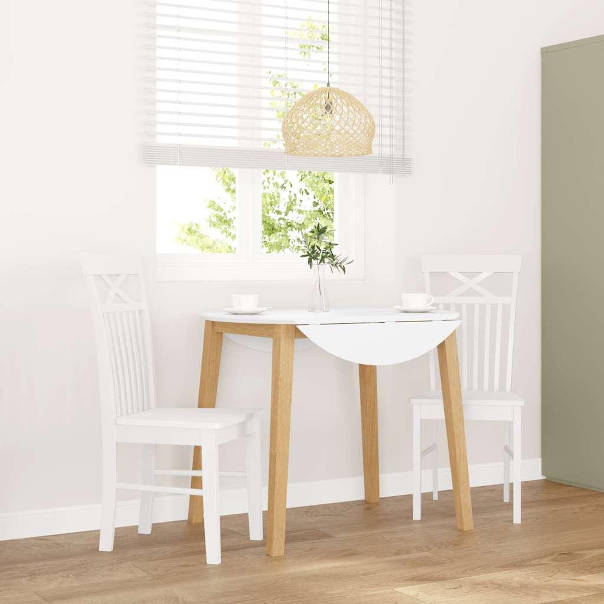 VIDAXL Chaises a manger 2 pcs blanc bois massif caoutchouc