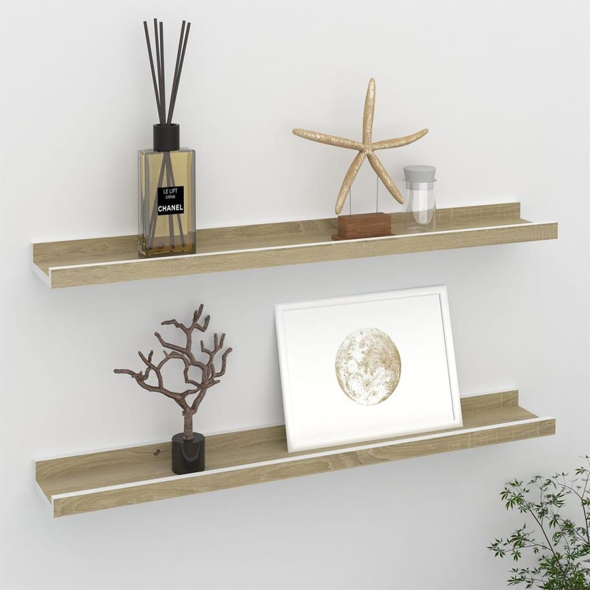 Voir la diapositive 1 : VIDAXL Etageres murales 2 pcs blanc et chene sonoma 60x9x3 cm