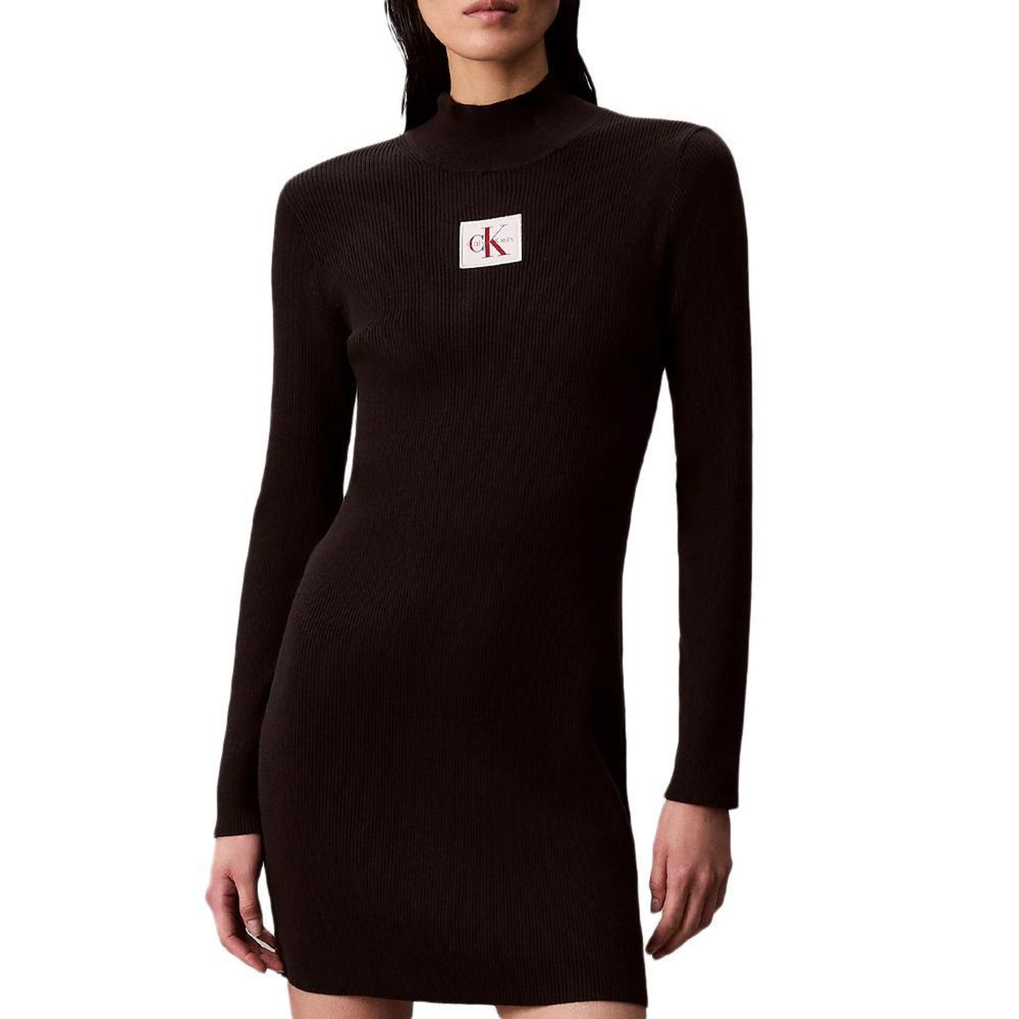 CALVIN KLEIN JEANS Robe Slim Noir Femme Calvin Klein Jeans Neck Mini Dress. Coloris disponibles : Noir