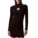 CALVIN KLEIN JEANS Robe Slim  Femme Calvin Klein Jeans Neck Mini Dress. Coloris disponibles : Noir