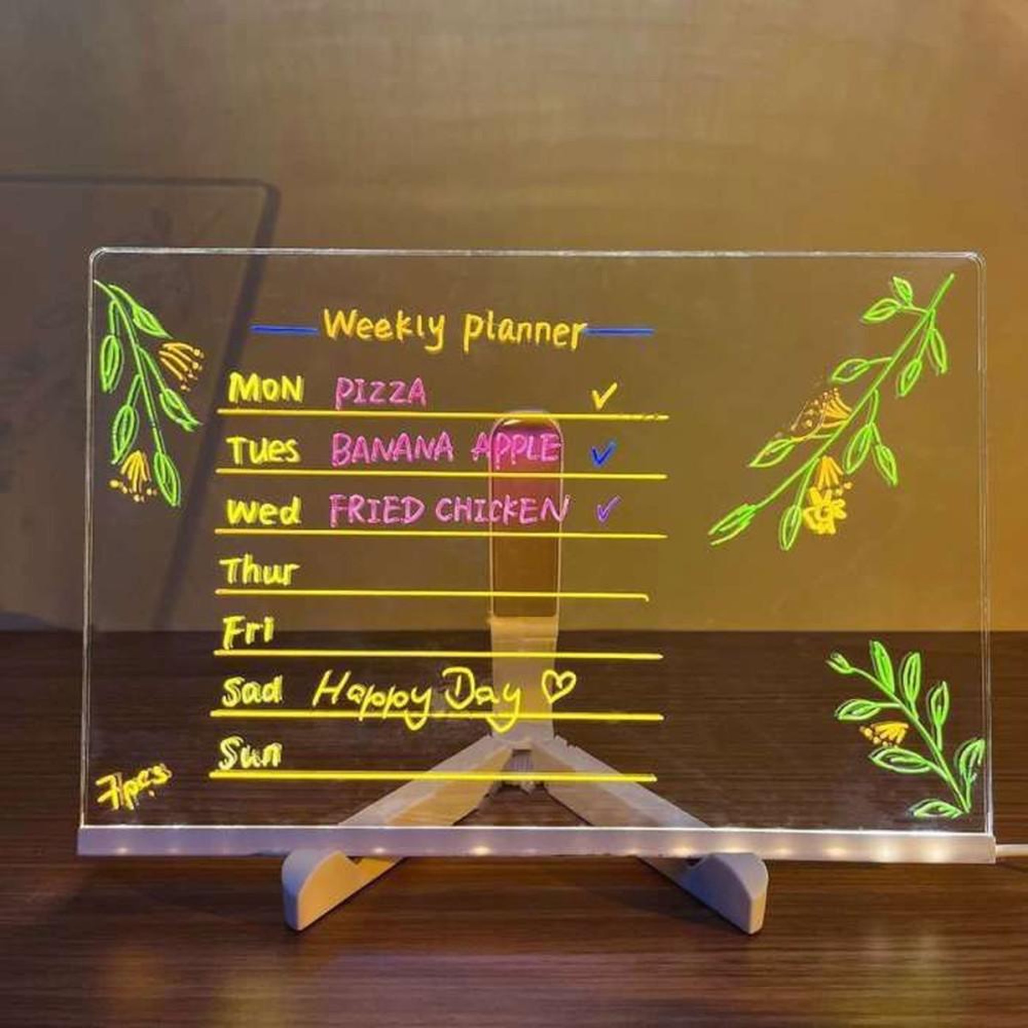 Voir la diapositive 5 : EVOE Tablette à dessin LED lumineuse en acrylique A4 30 x 20 cm, tableau mémo effaçable à sec, alimentation USB, pied trépied réglable et 7 feutres de couleur
