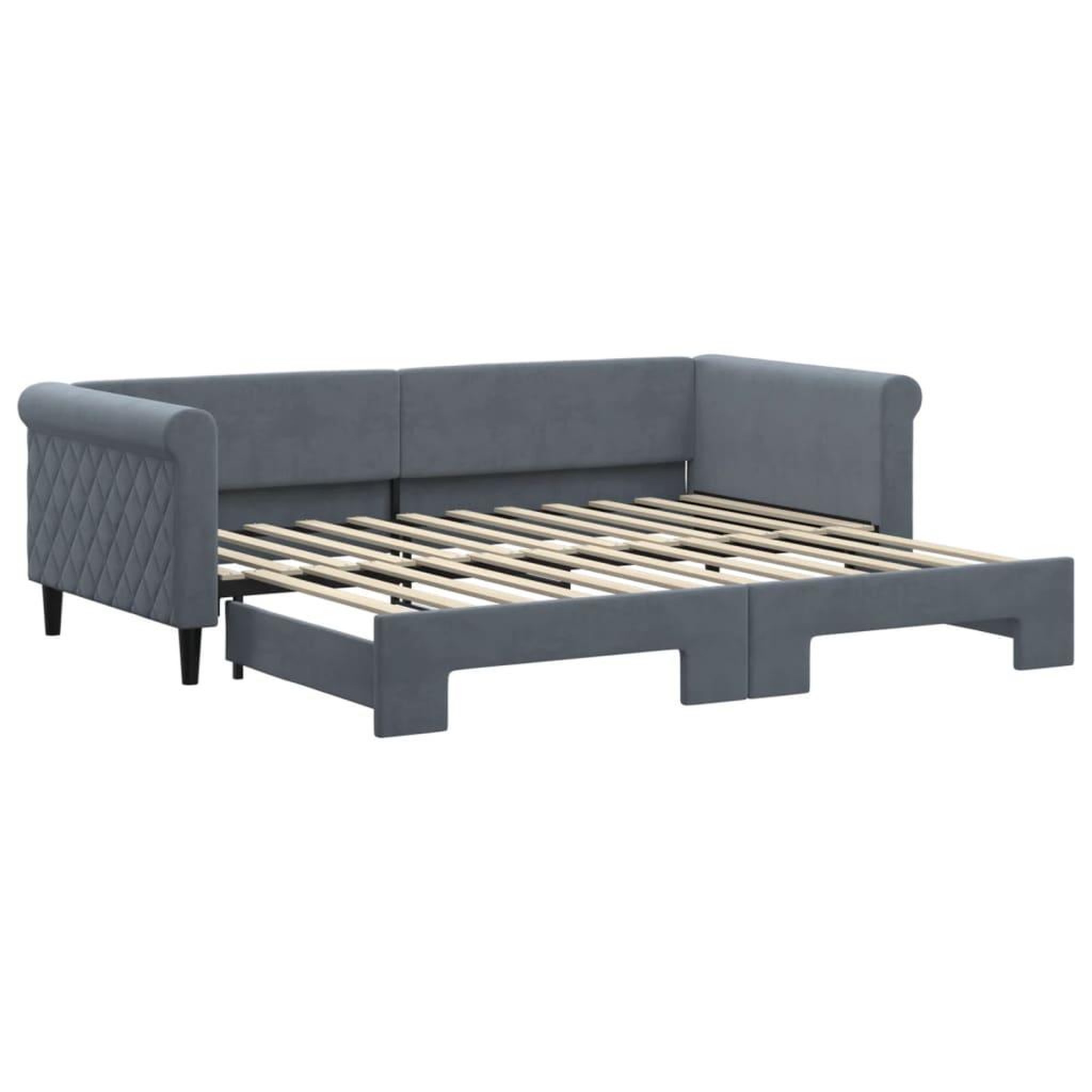 Voir la diapositive 2 : VIDAXL Lit de jour avec gigogne sans matelas gris fonce 90x200 cm