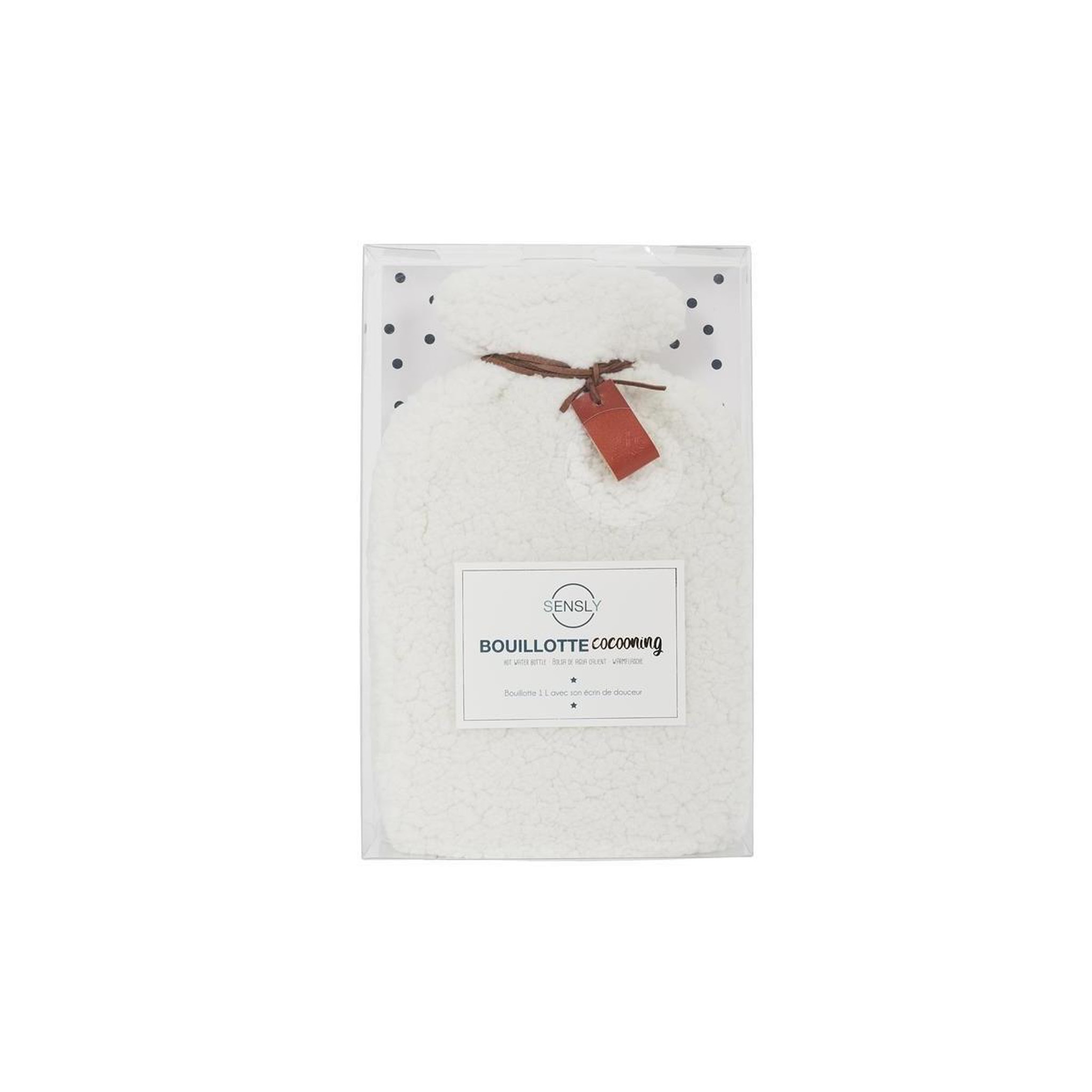 Voir la diapositive 3 : SENSLY Bouillotte cocooning  sherpa  1l blanc
