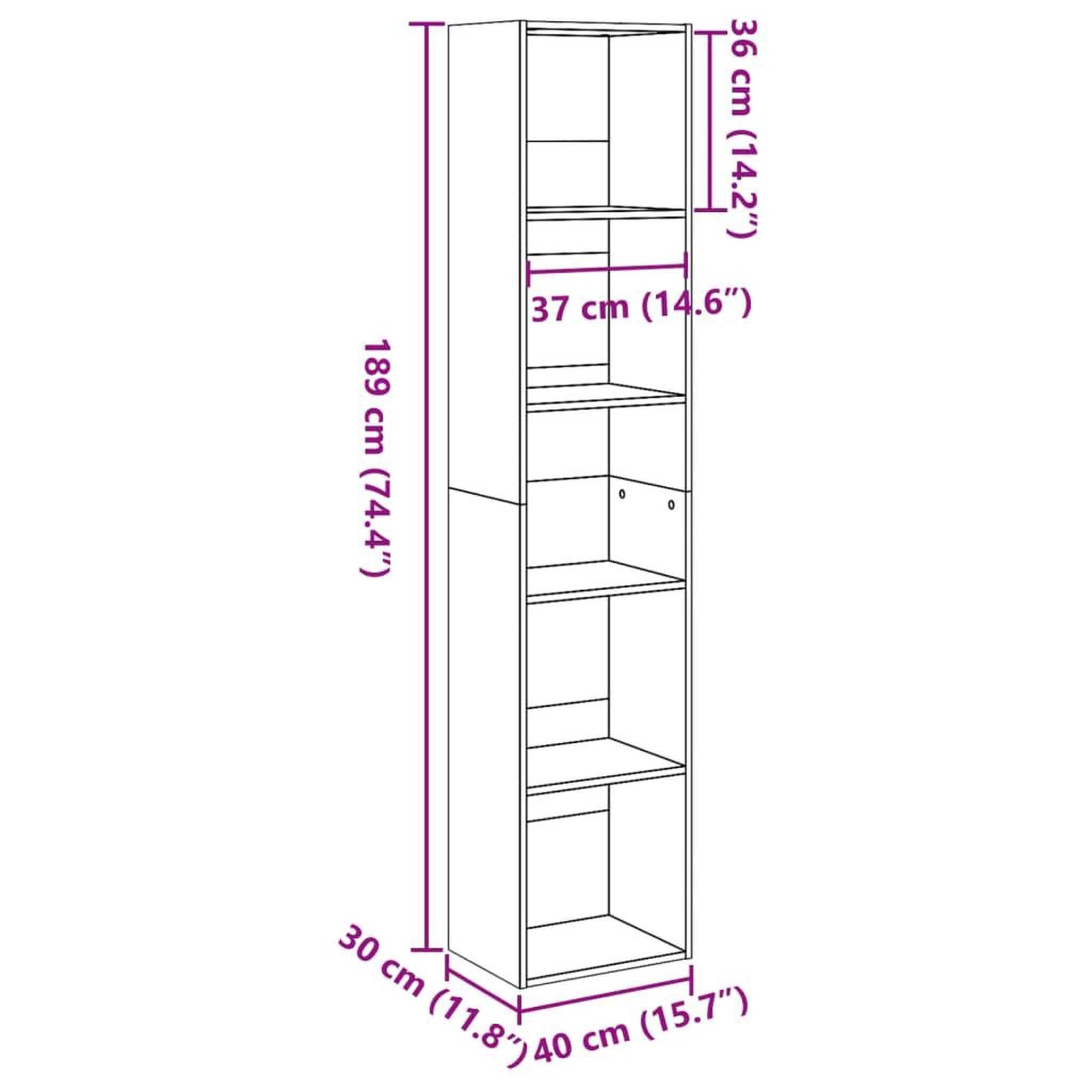 Voir la diapositive 6 : VIDAXL Bibliotheque blanc 40x30x189 cm bois d'ingenierie