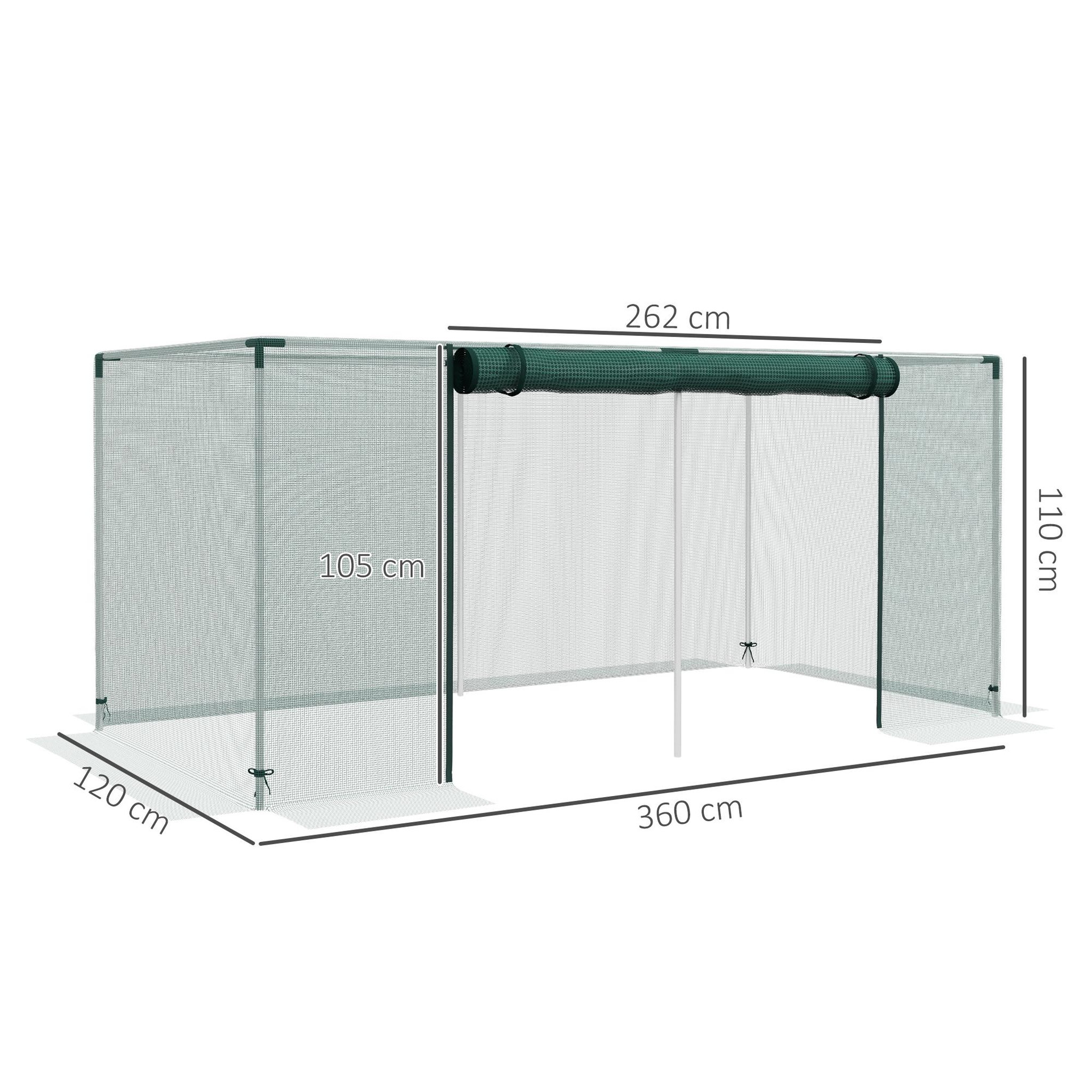 Voir la diapositive 3 : OUTSUNNY Serre de jardin serre à tomates filet dim. 240 x 120 x 110 cm acier galvanisé hdpe vert
