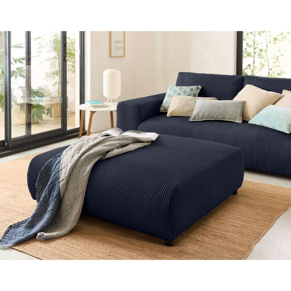 LISA DESIGN Garance - grand pouf modulable - en velours côtelé