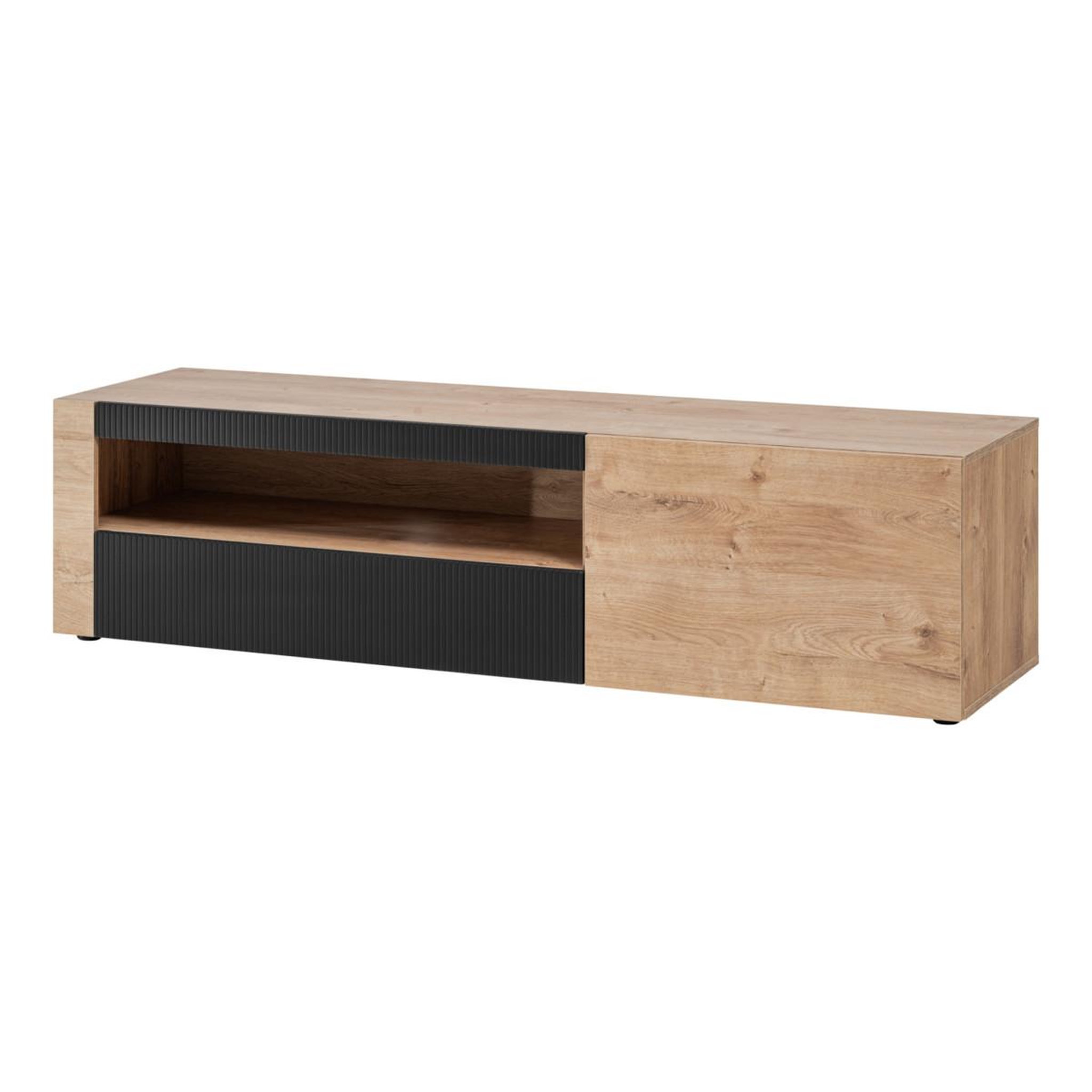 Paris Prix Meuble tv rainuré  aron  160cm naturel & noir