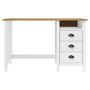 Voir la diapositive 2 : VIDAXL Bureau Hill avec 3 tiroirs 120x50x74 cm Pin solide