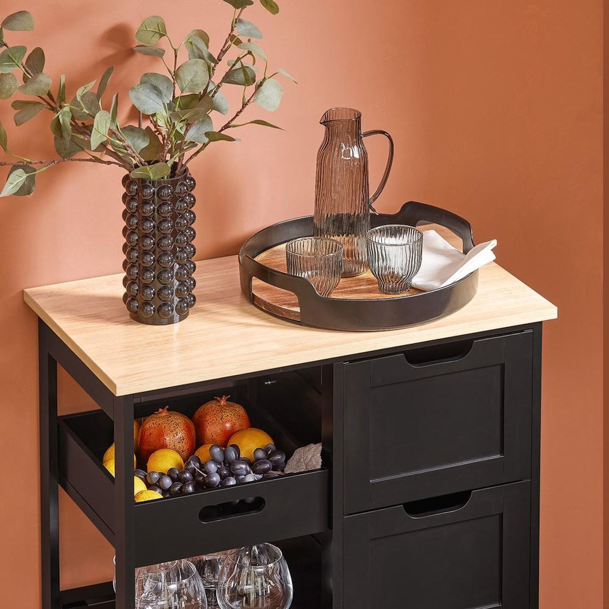 SOBUY SoBuy - Chariot De Cuisine à trois tiroirs - Moderne - FKW79