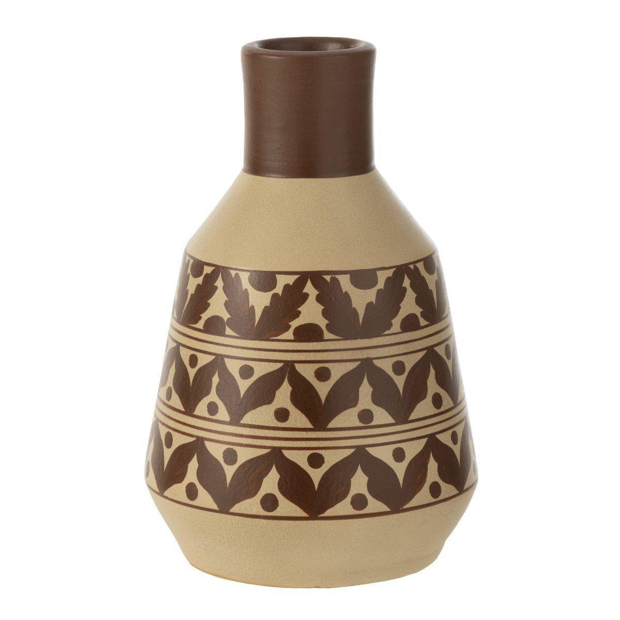 Voir la diapositive 1 : J-LINE Vase Design Feuilles  Jaisalmer  30cm Marron