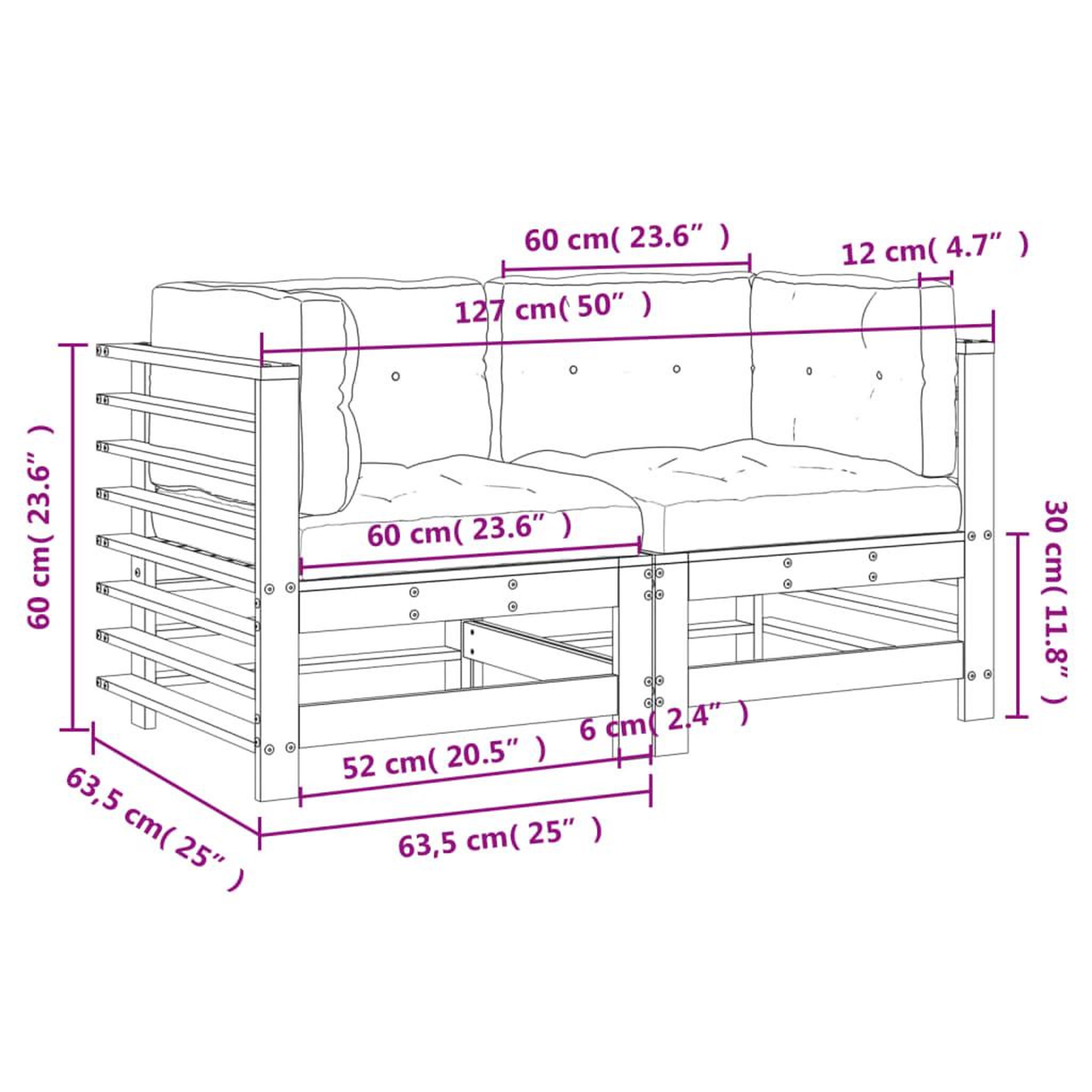 Voir la diapositive 6 : VIDAXL Canapes d'angle avec coussins 2 pcs bois massif douglas