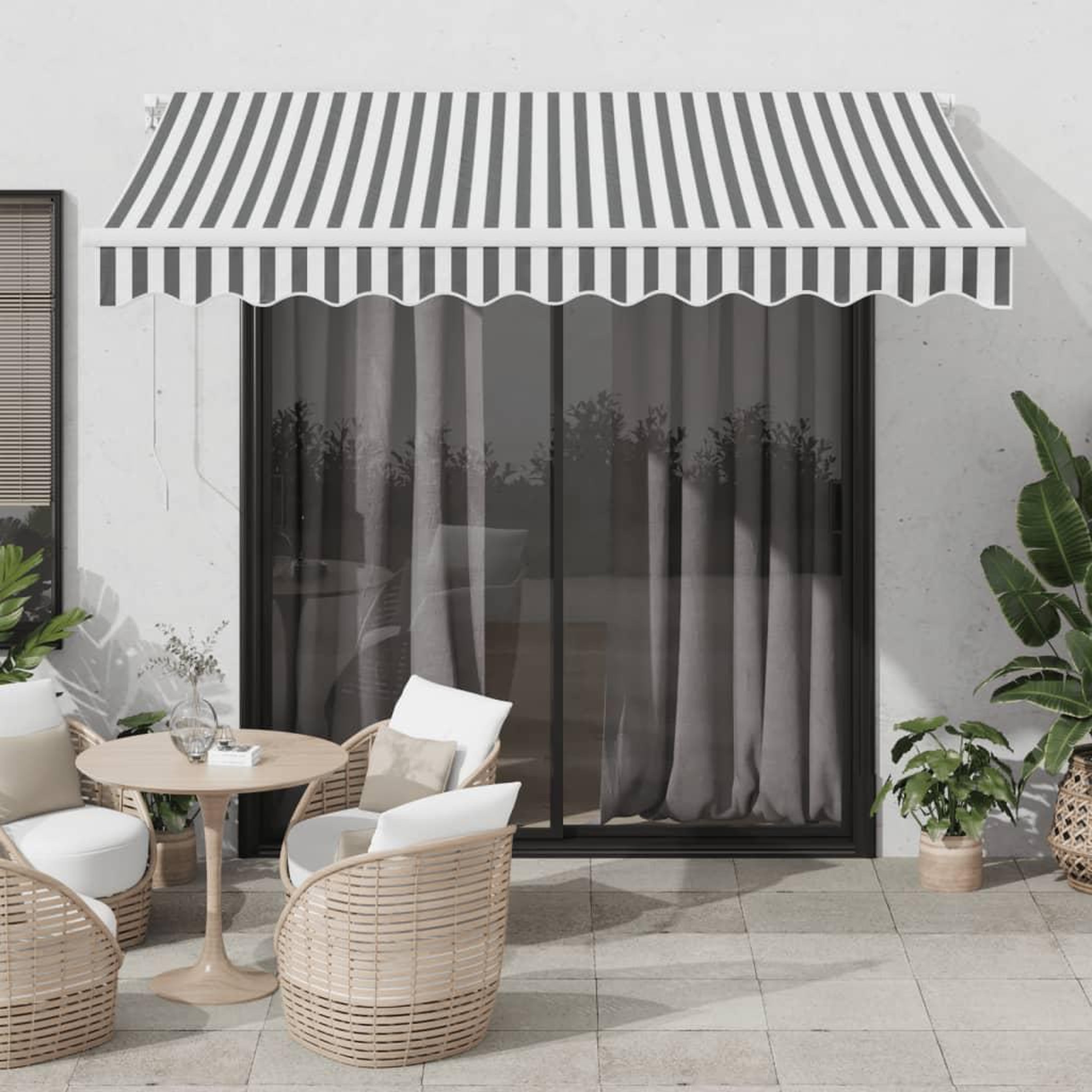VIDAXL Auvent manuel retractable anthracite et blanc 300x250 cm