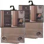 TOILINUX Lot de 2 Rideaux isolants Tim 8 œillets. Coloris disponibles : Gris, Beige, Marron