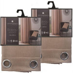 TOILINUX Lot de 2 Rideaux isolants Tim 8 œillets. Coloris disponibles : Gris, Beige, Marron