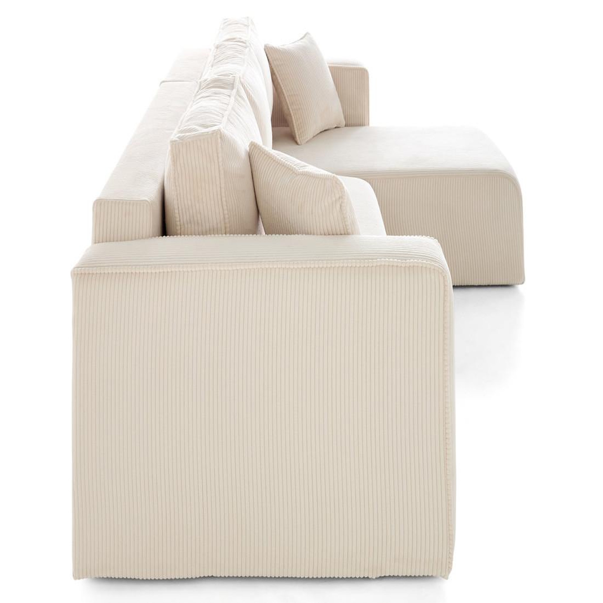 Voir la diapositive 4 : BEST MOBILIER Topaze - canapé d'angle déhoussable réversible 4 places en velours côtelé