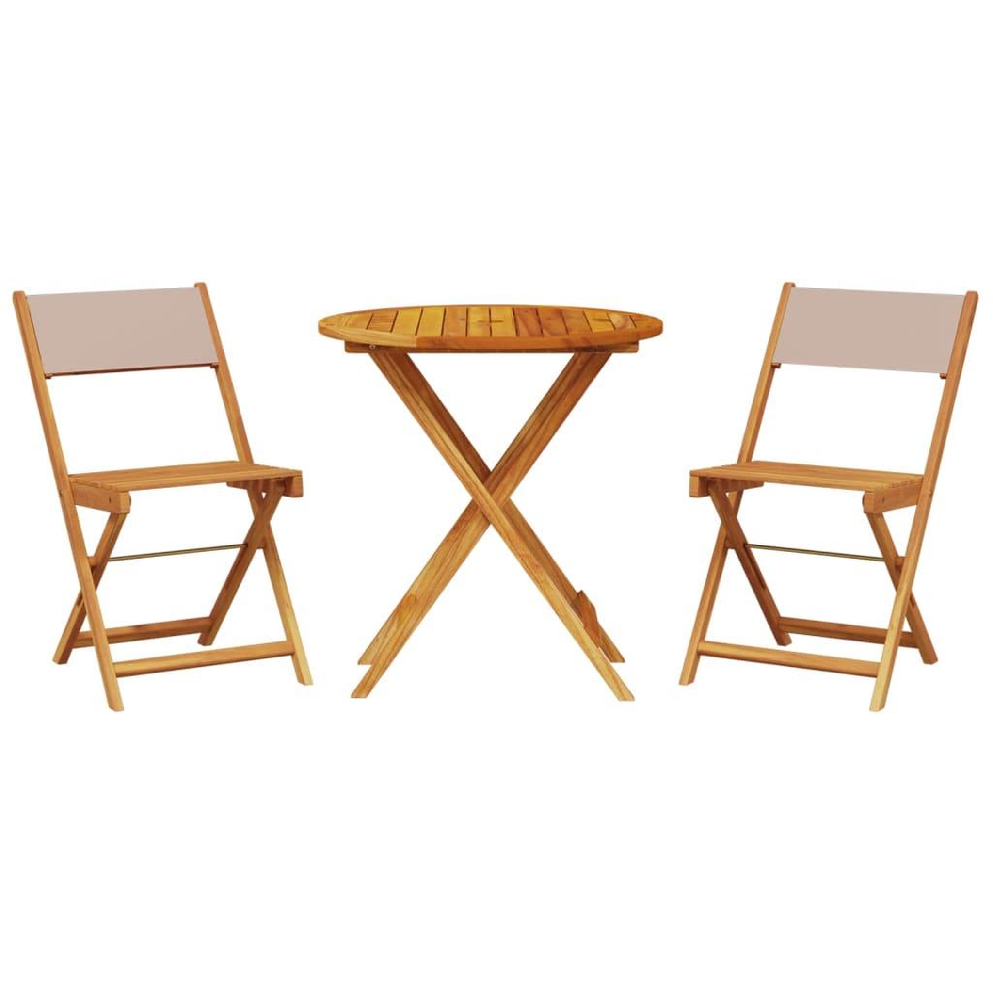 Voir la diapositive 2 : VIDAXL Ensemble de bistro 3 pcs taupe tissu et bois massif
