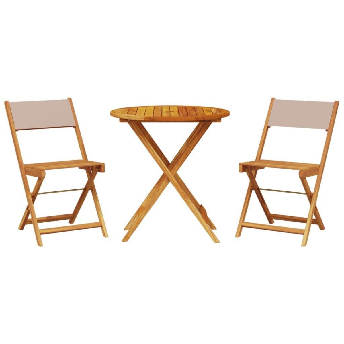 VIDAXL Ensemble de bistro 3 pcs taupe tissu et bois massif