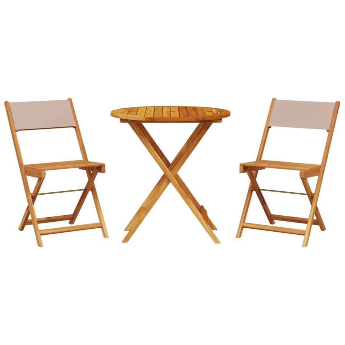 VIDAXL Ensemble de bistro 3 pcs taupe tissu et bois massif