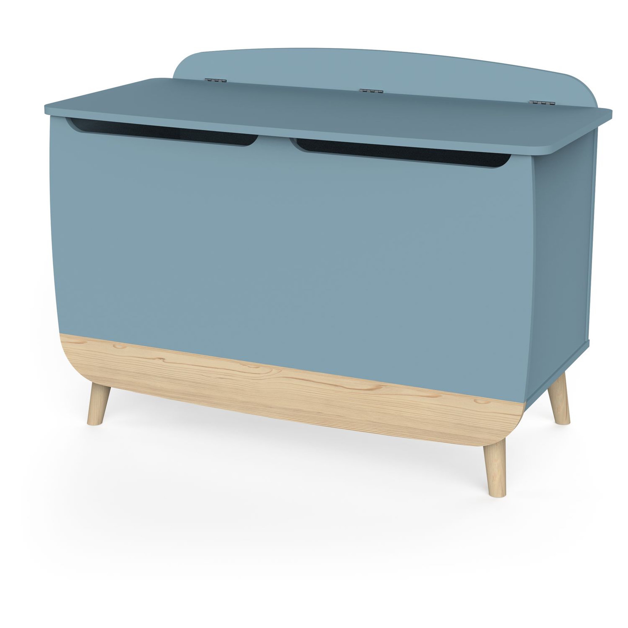 Voir la diapositive 2 : Coffre à jouets avec couvercle bleu LINIA 