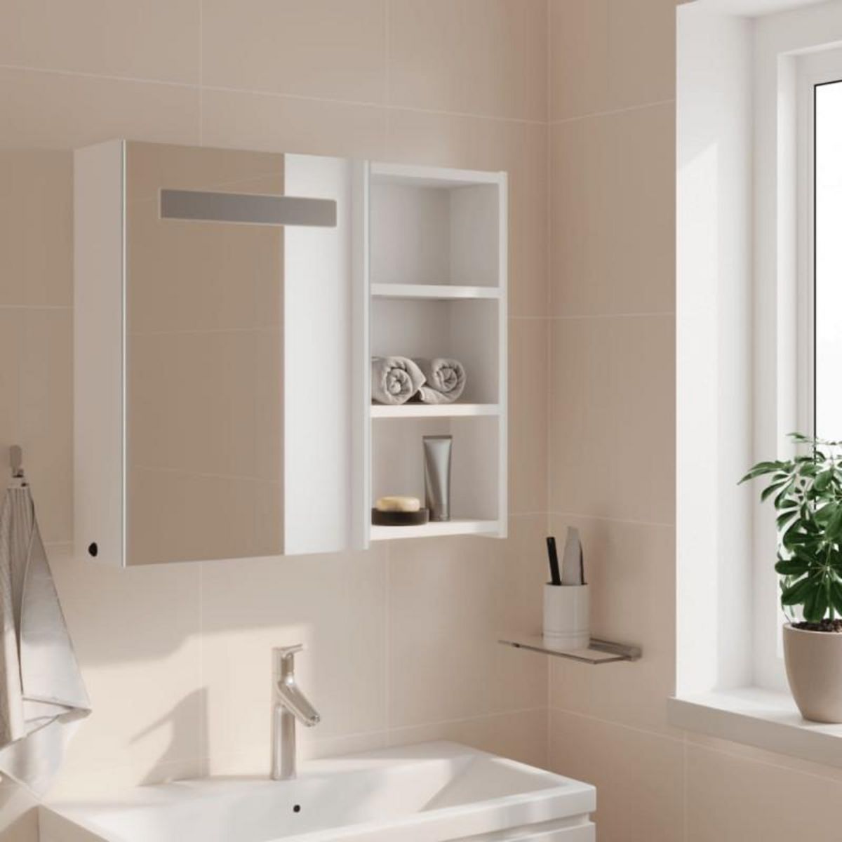 VIDAXL Armoire de salle de bain à miroir avec LED blanc 60x13x52 cm