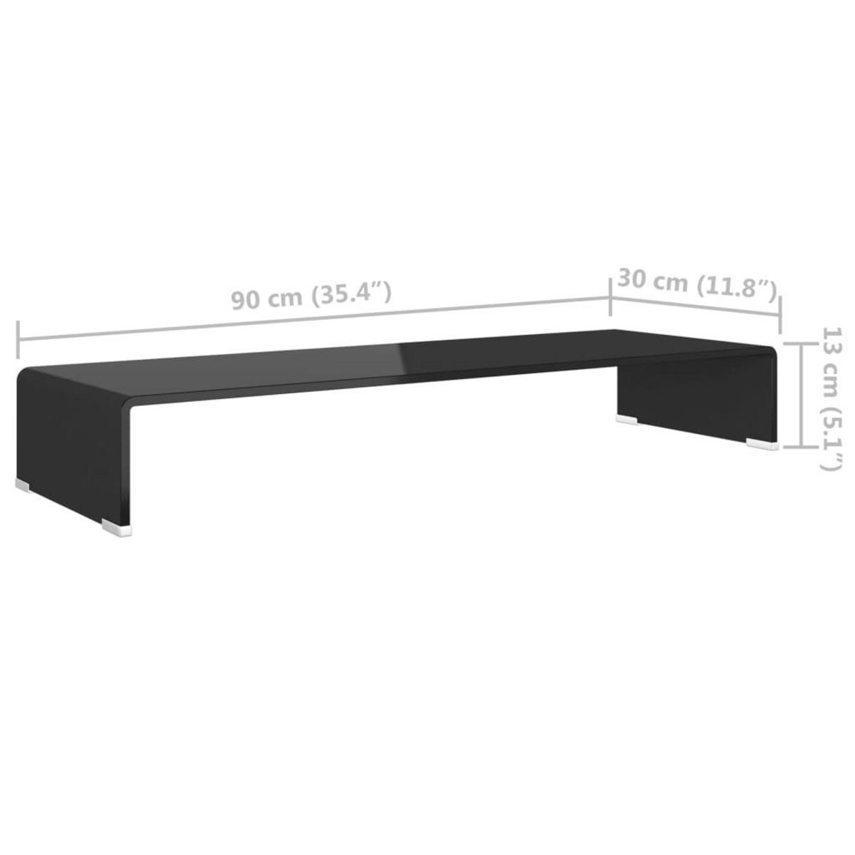 VIDAXL Meuble TV/support pour moniteur 90x30x13 cm verre noir