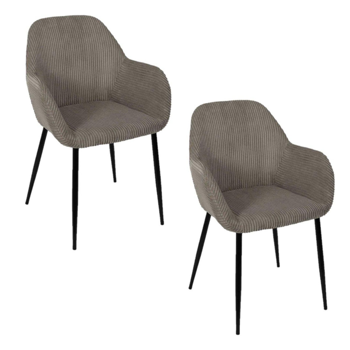 The Home Deco Factory Lot de 2 fauteuils en tissu côtelé DRAMMEN