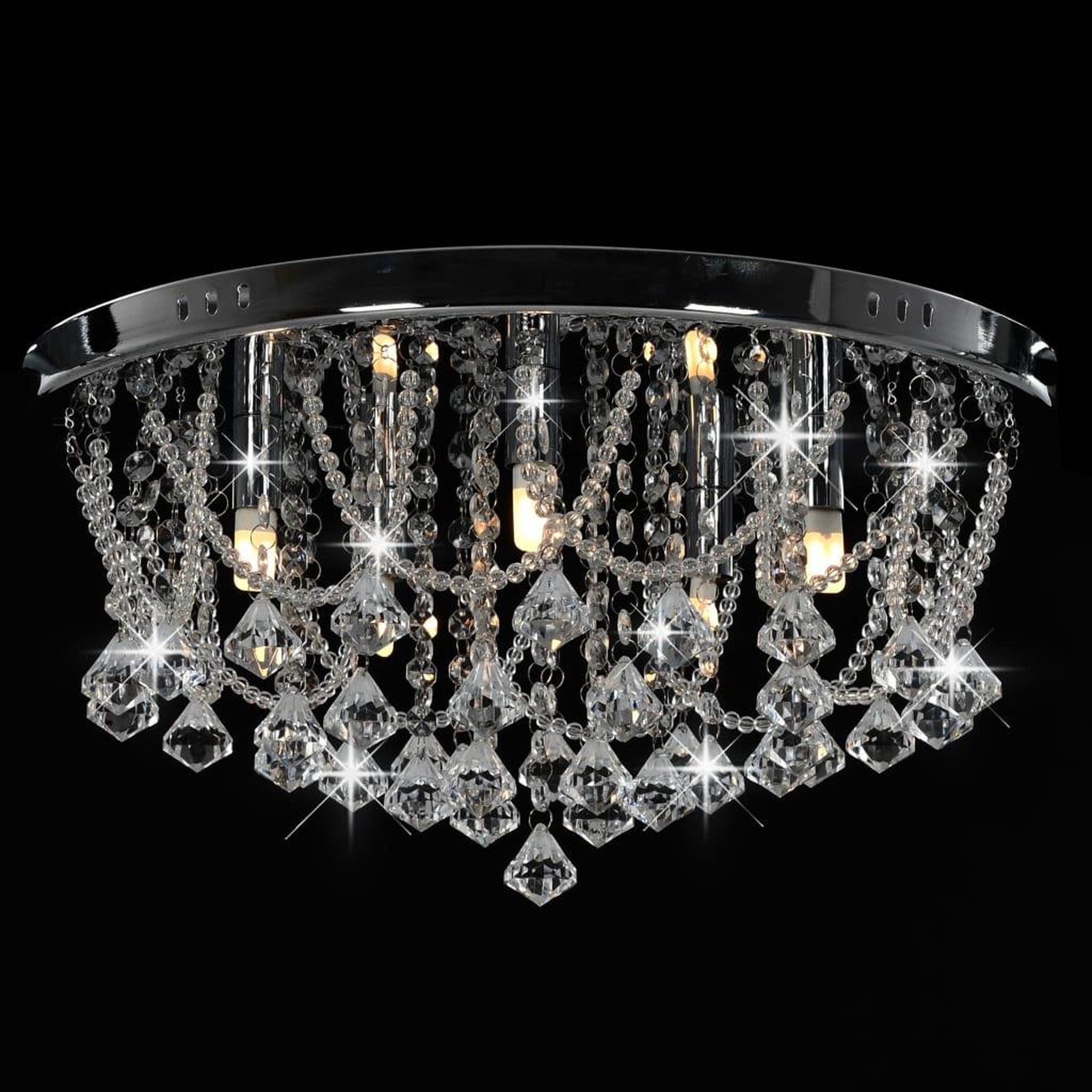 Voir la diapositive 4 : VIDAXL Plafonnier avec perles de cristal Argente Rond 4 ampoules G9