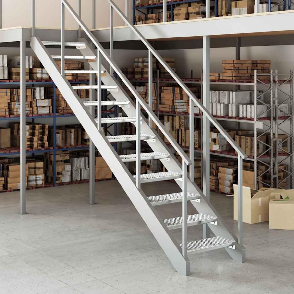 VIDAXL Escalier en caillebotis 60x24x7 cm acier galvanise