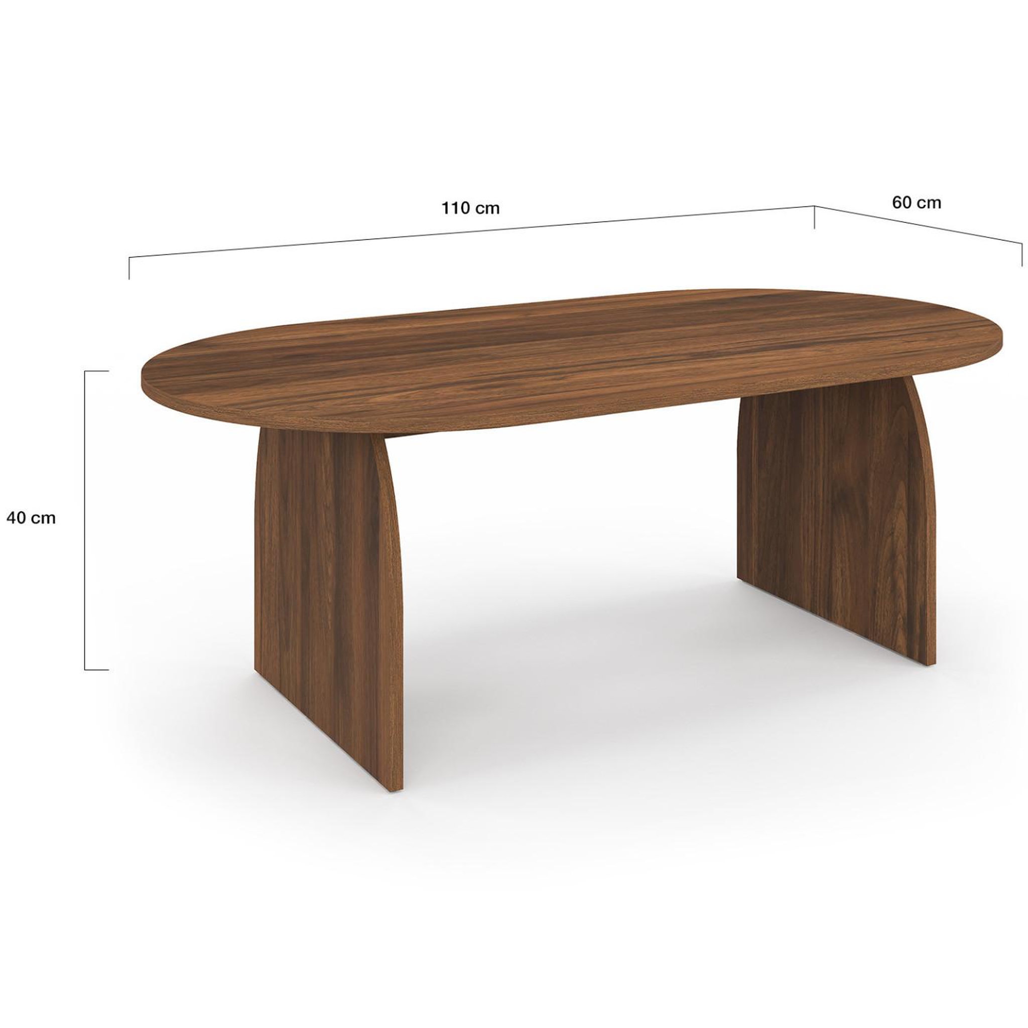 Voir la diapositive 4 : ID MARKET Table basse japandi ovale edith 110 cm bois effet noyer