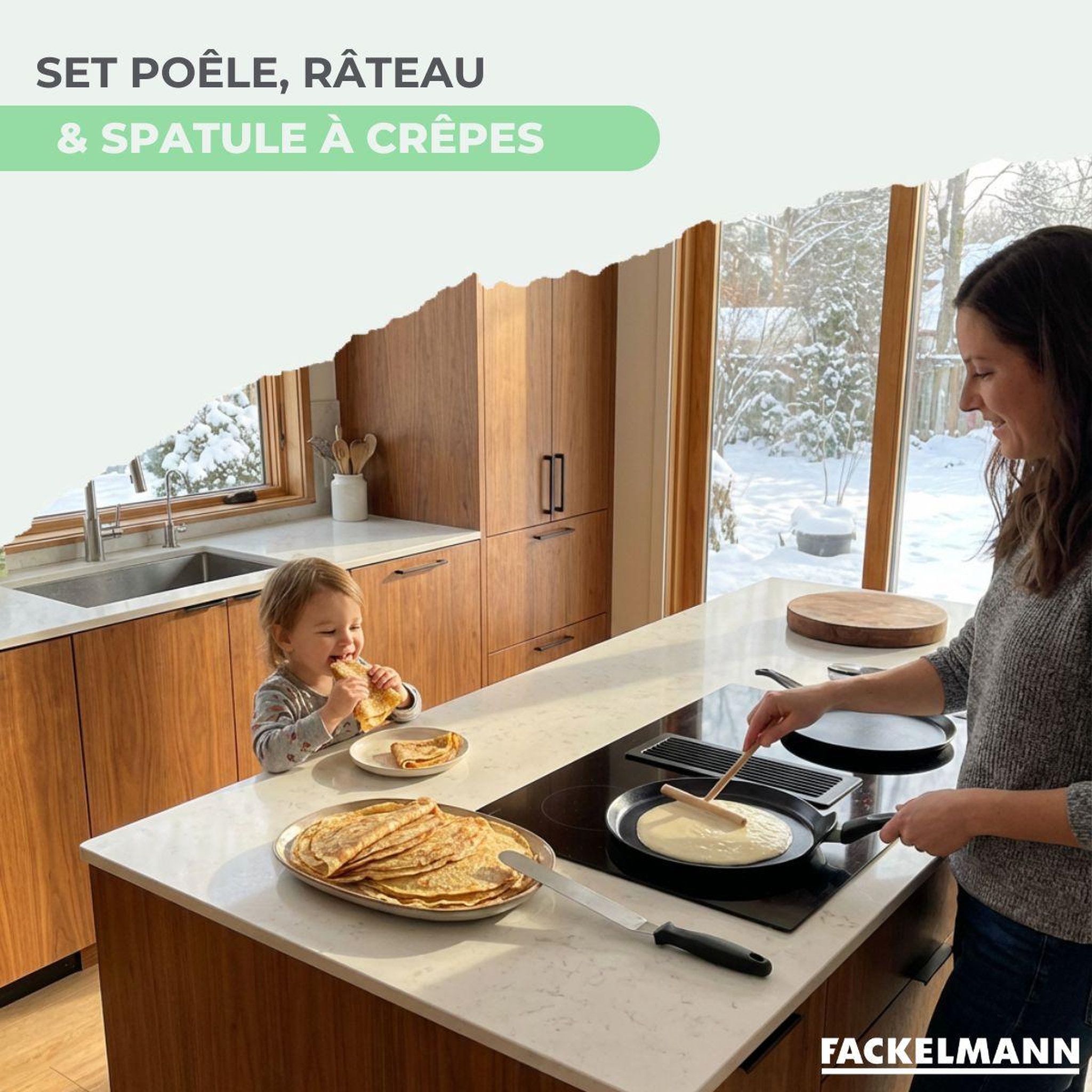 Voir la diapositive 2 : Fackelmann Set chandeleur crêpière 26 cm et 2 ustensiles fackelmann brandao