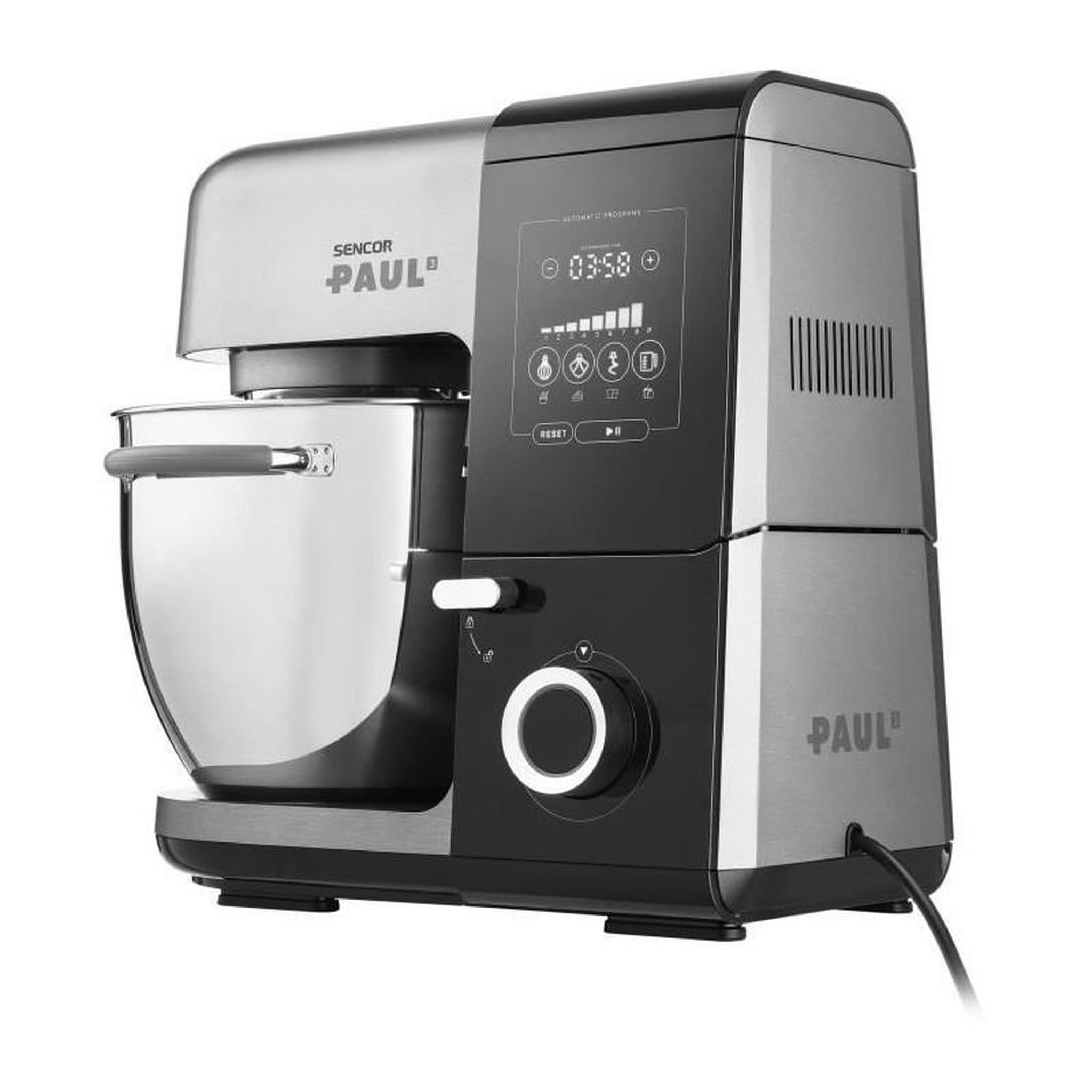 Voir la diapositive 3 : SENCO Robot pâtissier multifonction - SENCOR - STM 8970 PAUL 3 - 1800 W - Noir / Acier