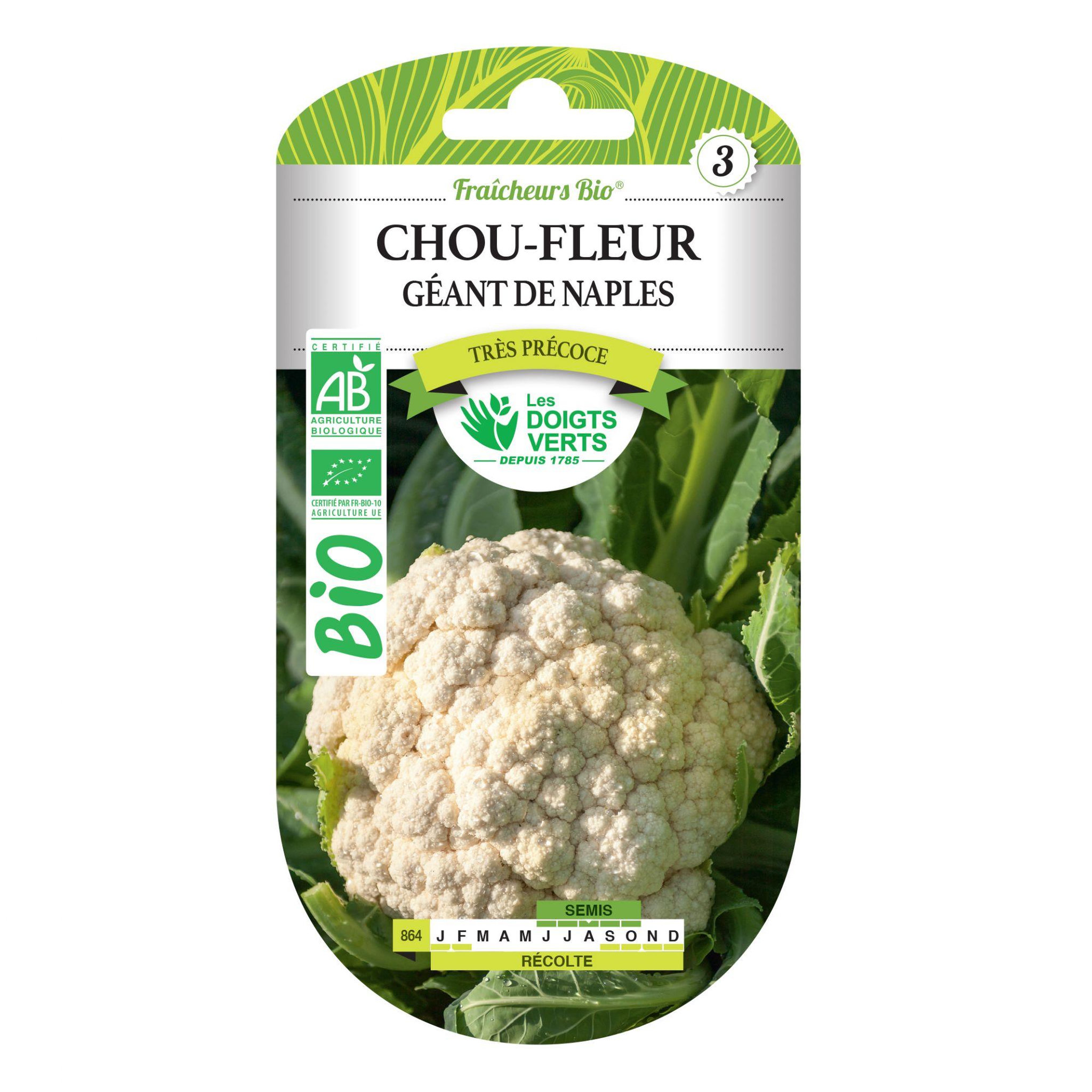 Voir la diapositive 2 : LES DOIGTS VERTS Graines Chou-fleur géant de Naples BIO Les Doigts Verts
