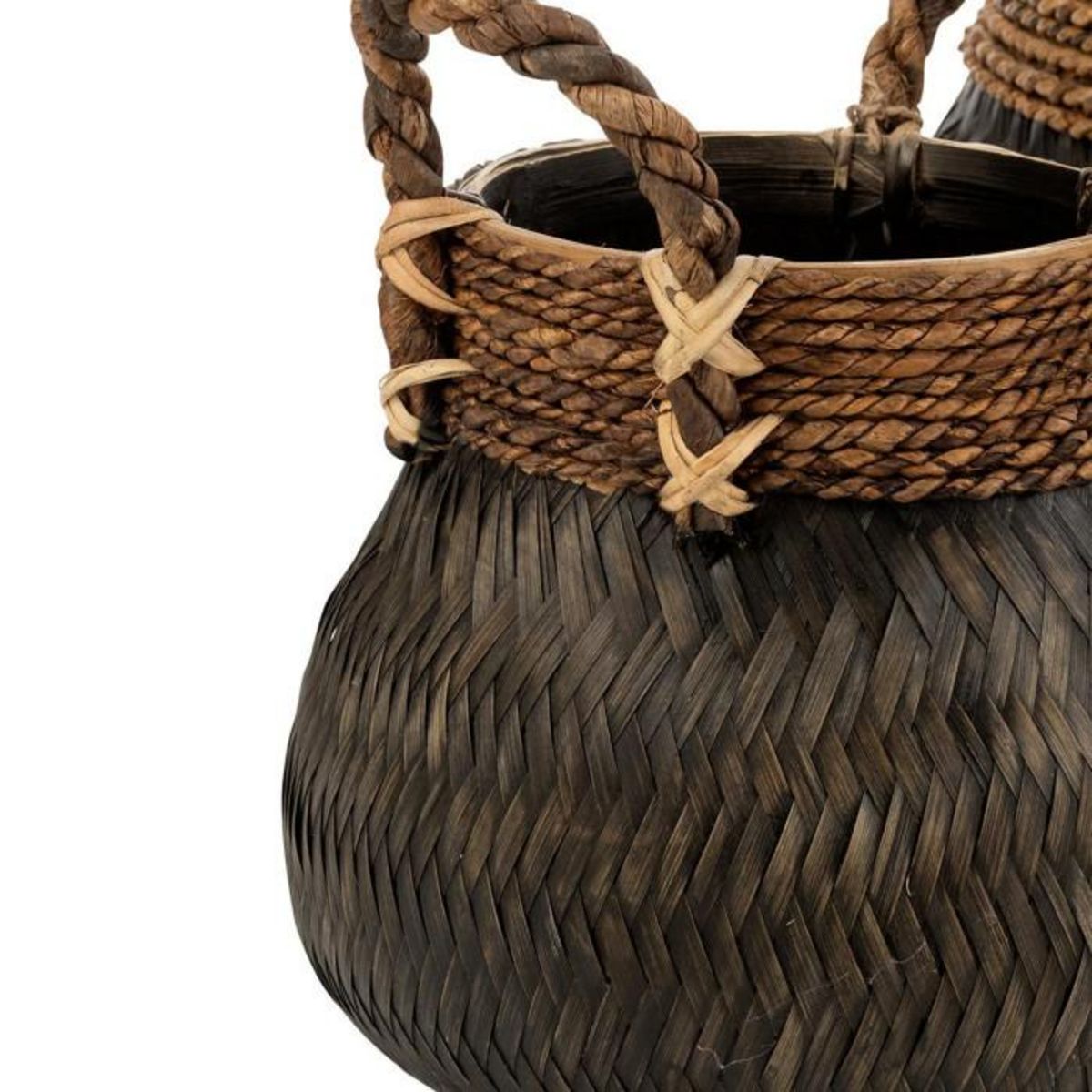 Paris Prix Lot de 3 Paniers Déco  Handle  58cm Noir