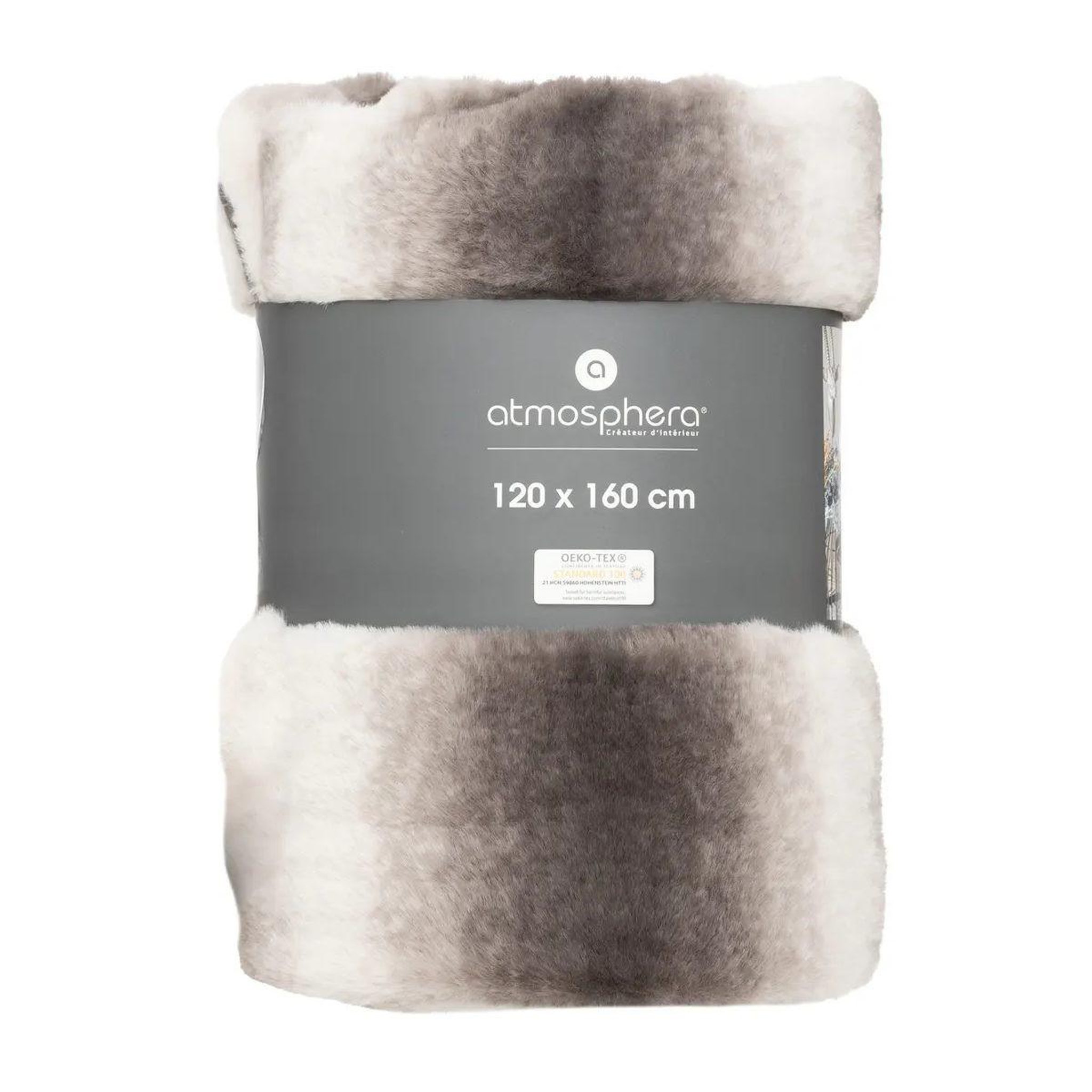 ATMOSPHERA Plaid imitation fourrure  grizzli  120x160cm gris