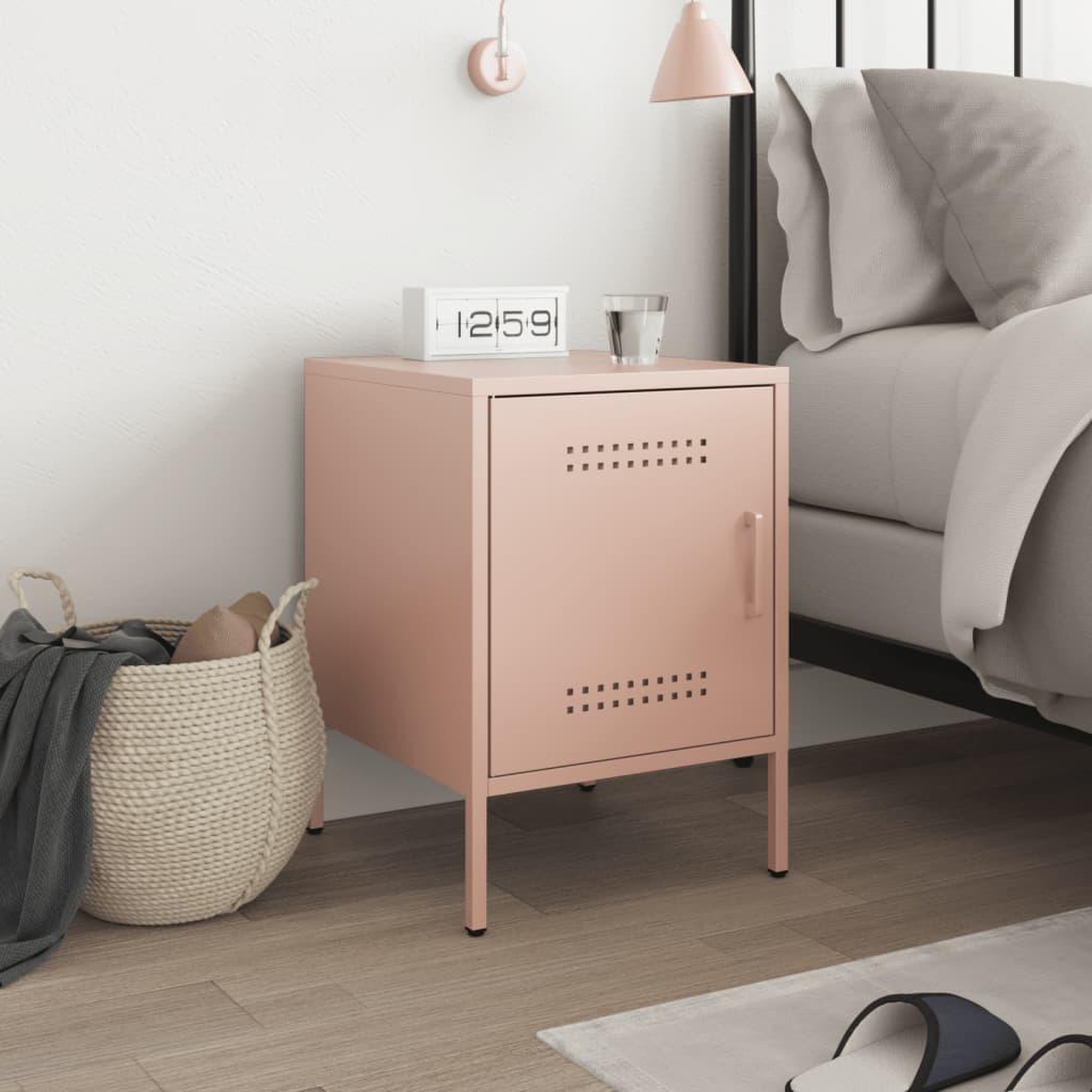 Voir la diapositive 3 : VIDAXL Table de chevet rose 36x39x50,5 cm acier