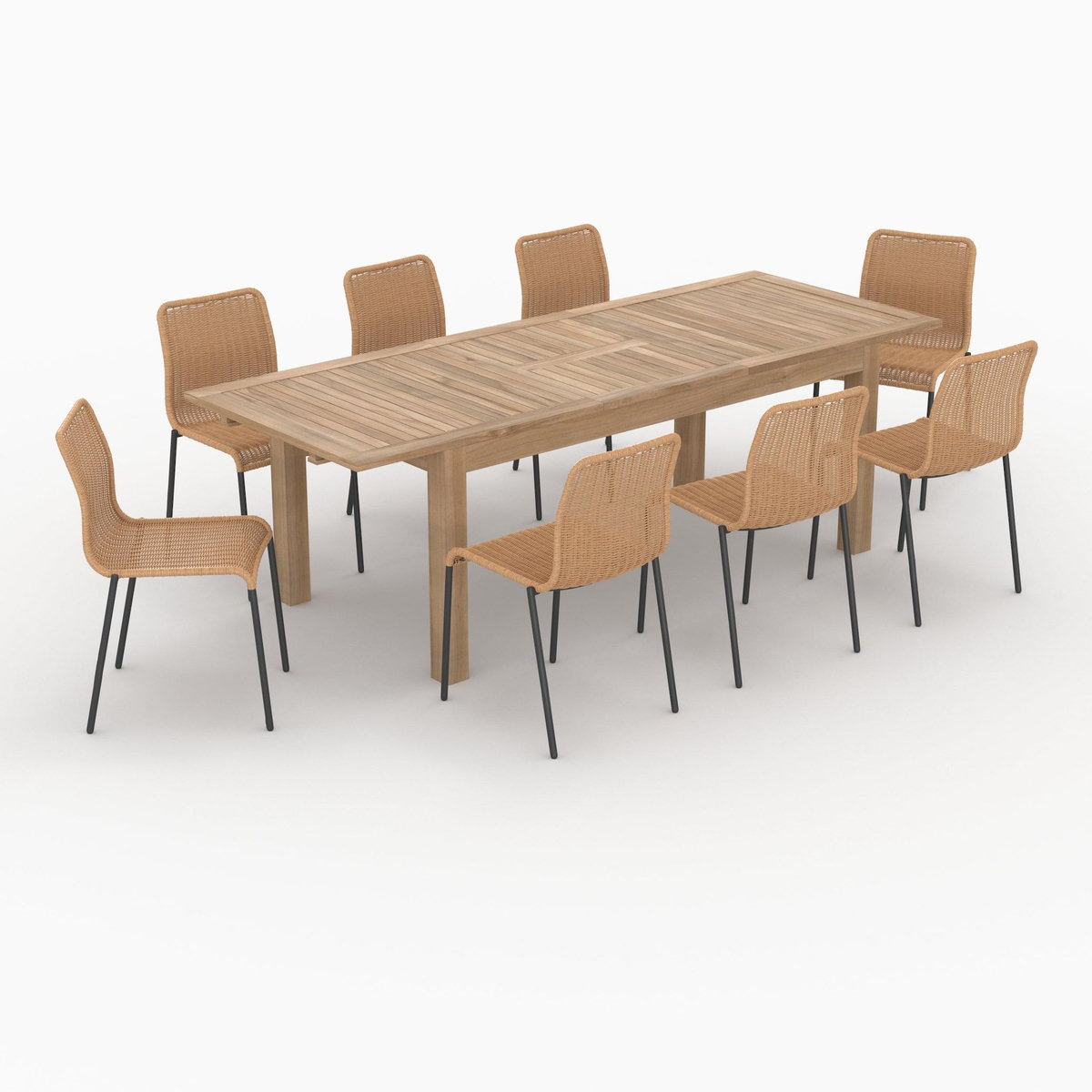 MAISON PAVANE Table et chaises de jardin 8 personnes en bois et résine-Sirivara