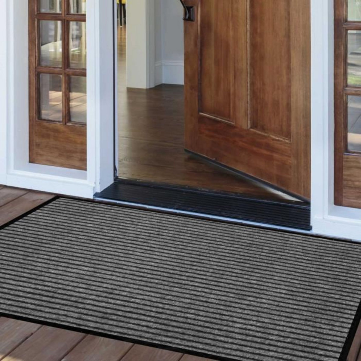 Paris Prix Tapis d'Entrée Anti-Poussière  Toscan  80x120cm Noir & Gris