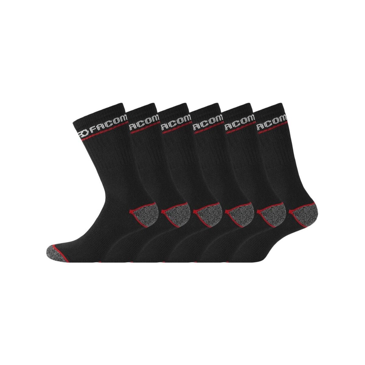 FACOM Lot de 6 Paires de Chaussettes longues de travail homme Red