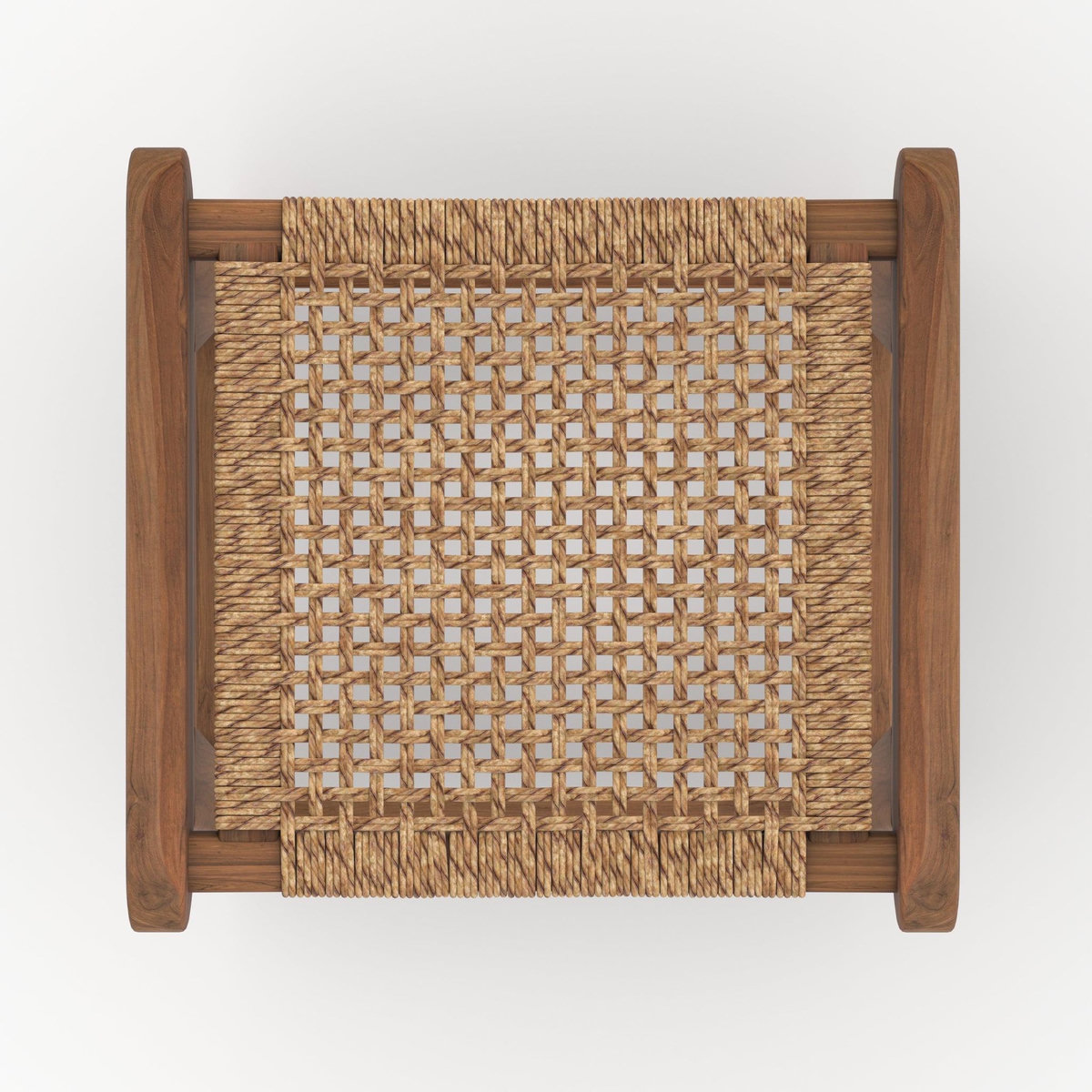 Rendez vous déco Tabouret pour îlot central 66 cm en teck vernis et tissage synthétique-Omaha