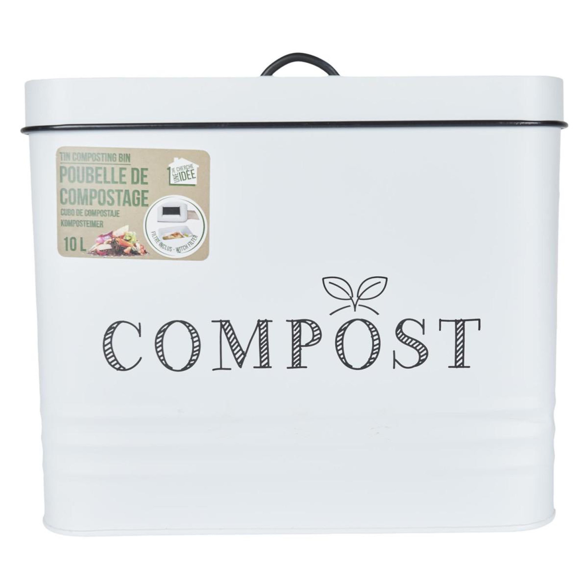 Voir la diapositive 6 : Je cherche une idee Poubelle en métal  compost  10l blanc