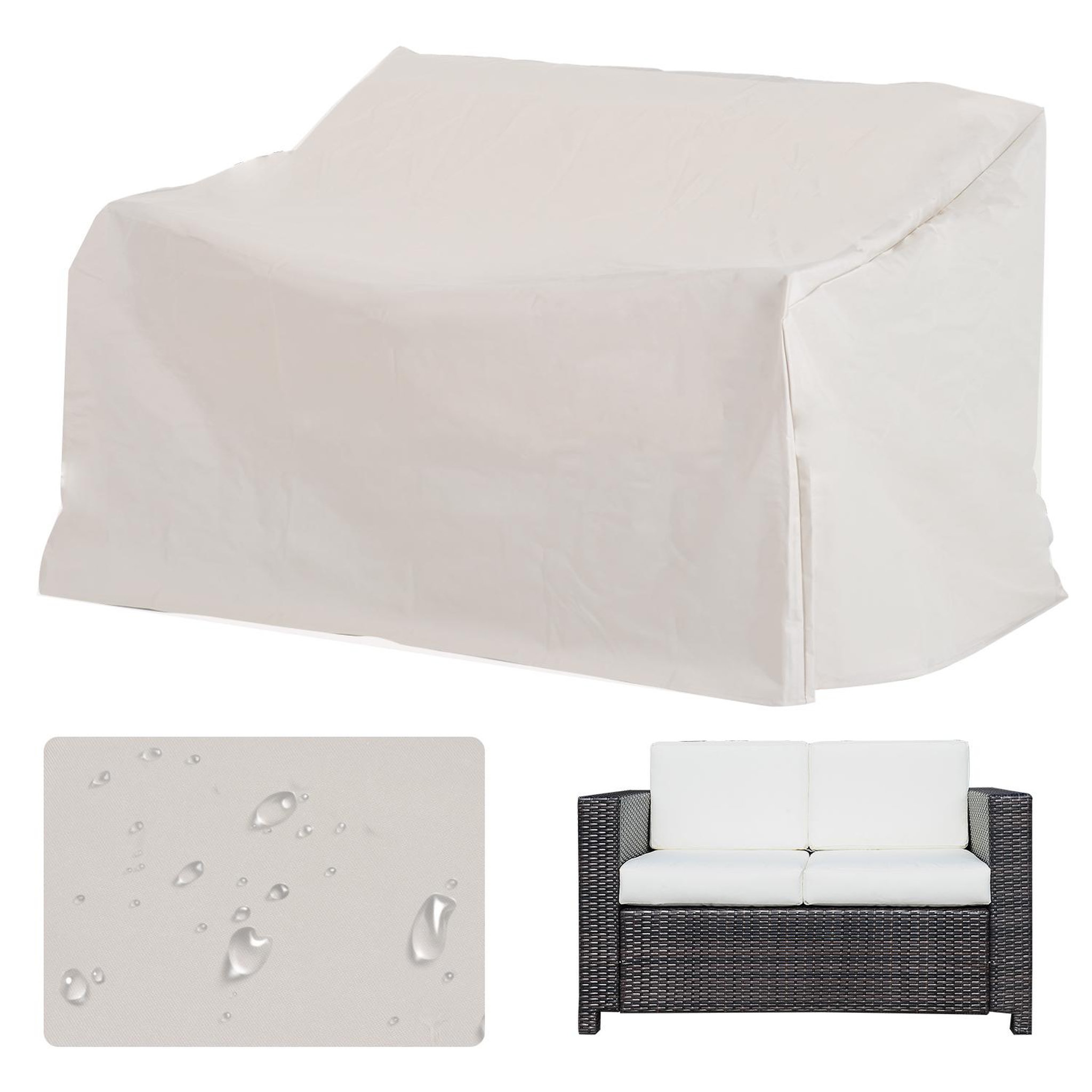Voir la diapositive 2 : OUTSUNNY Housse de protection mobilier de jardin bâche étanche 140l x 84l x 56/94h cm oxford haute densité 600d beige