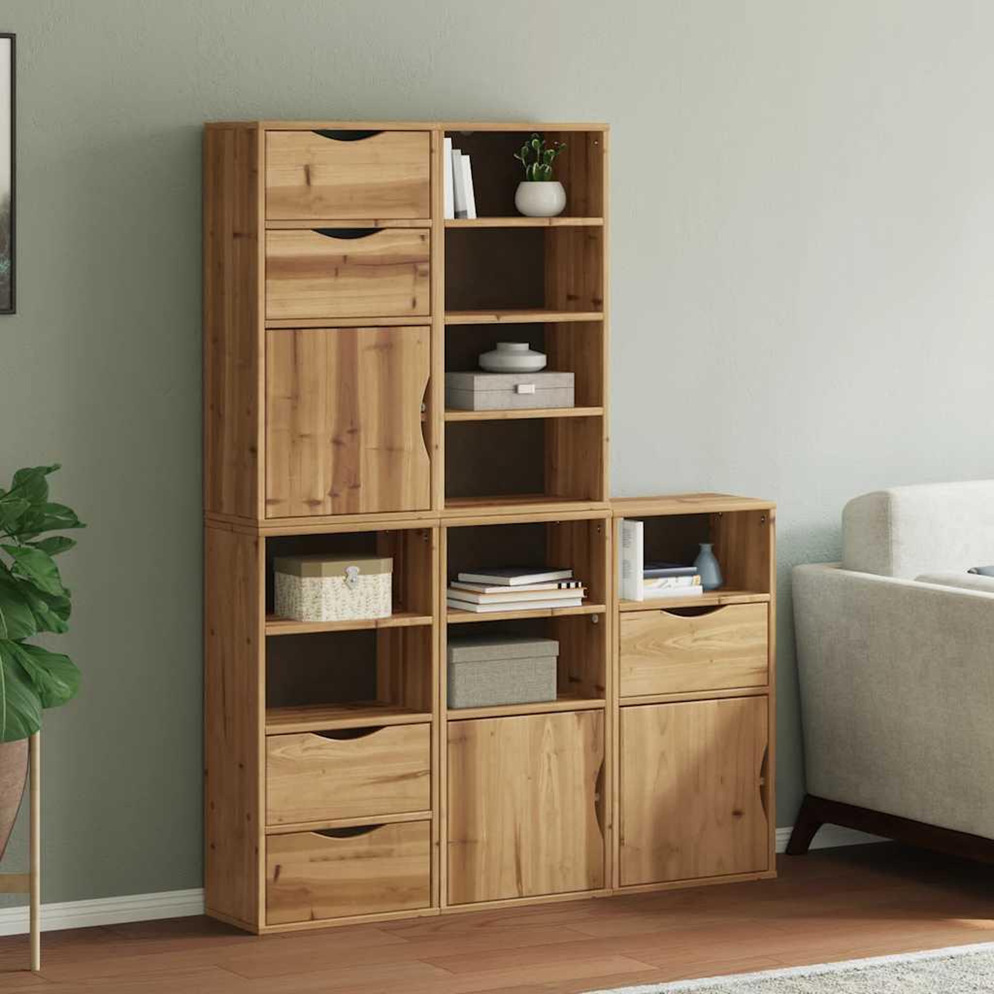 VIDAXL Armoires laterales 5 pcs ODDA 40x24x79 cm bois massif pin