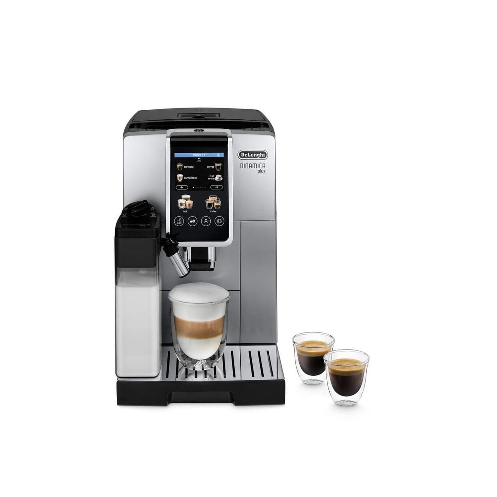 Voir la diapositive 2 : DELONGHI DeLonghi Coffeemachine ECAM 380 85 SB Delonghi85 Delonghi 85 Dinamica Plus silver black (ECAM 380.85.SB)