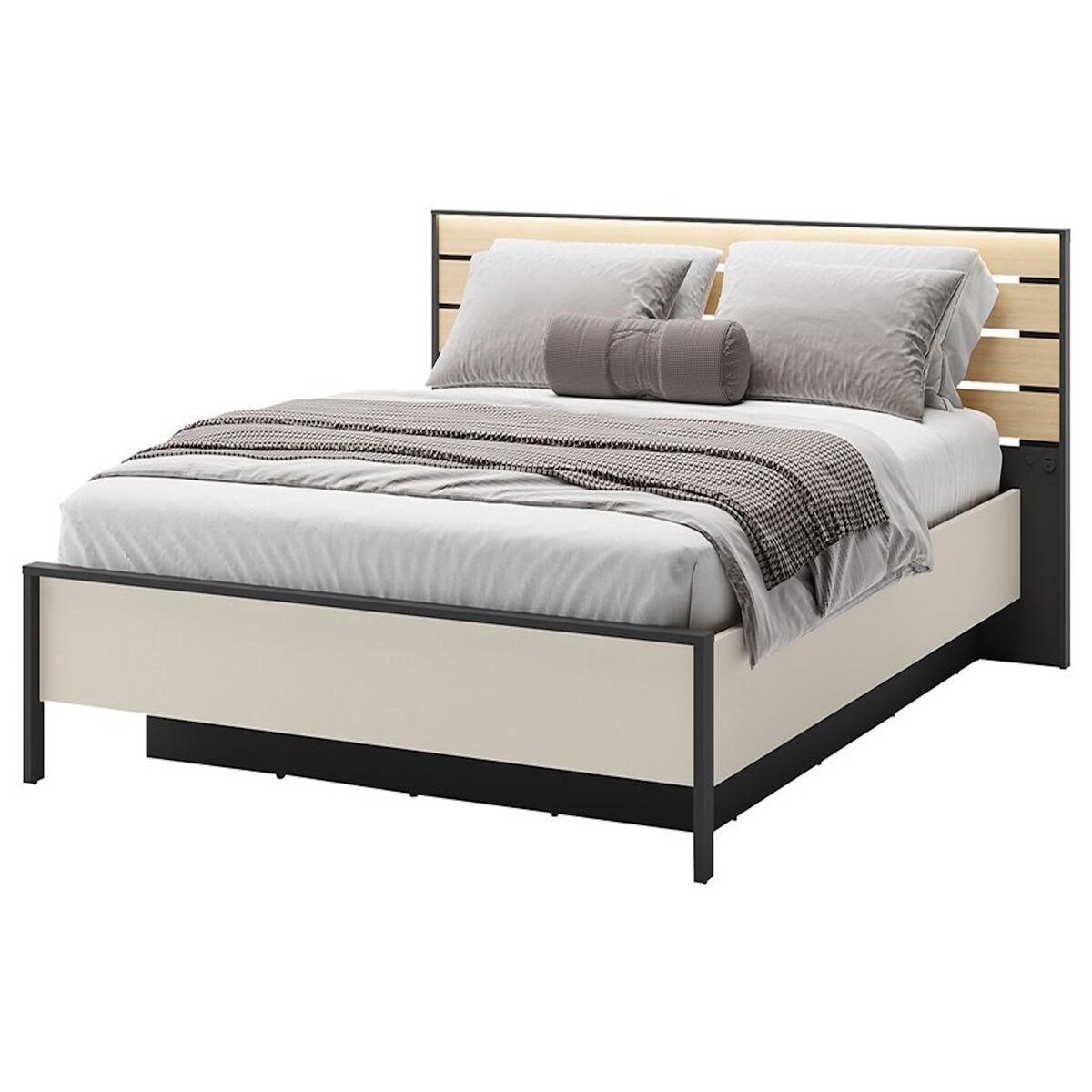 BEST MOBILIER Kimi - lit coffre - 160x200 cm - sommier et port usb inclus