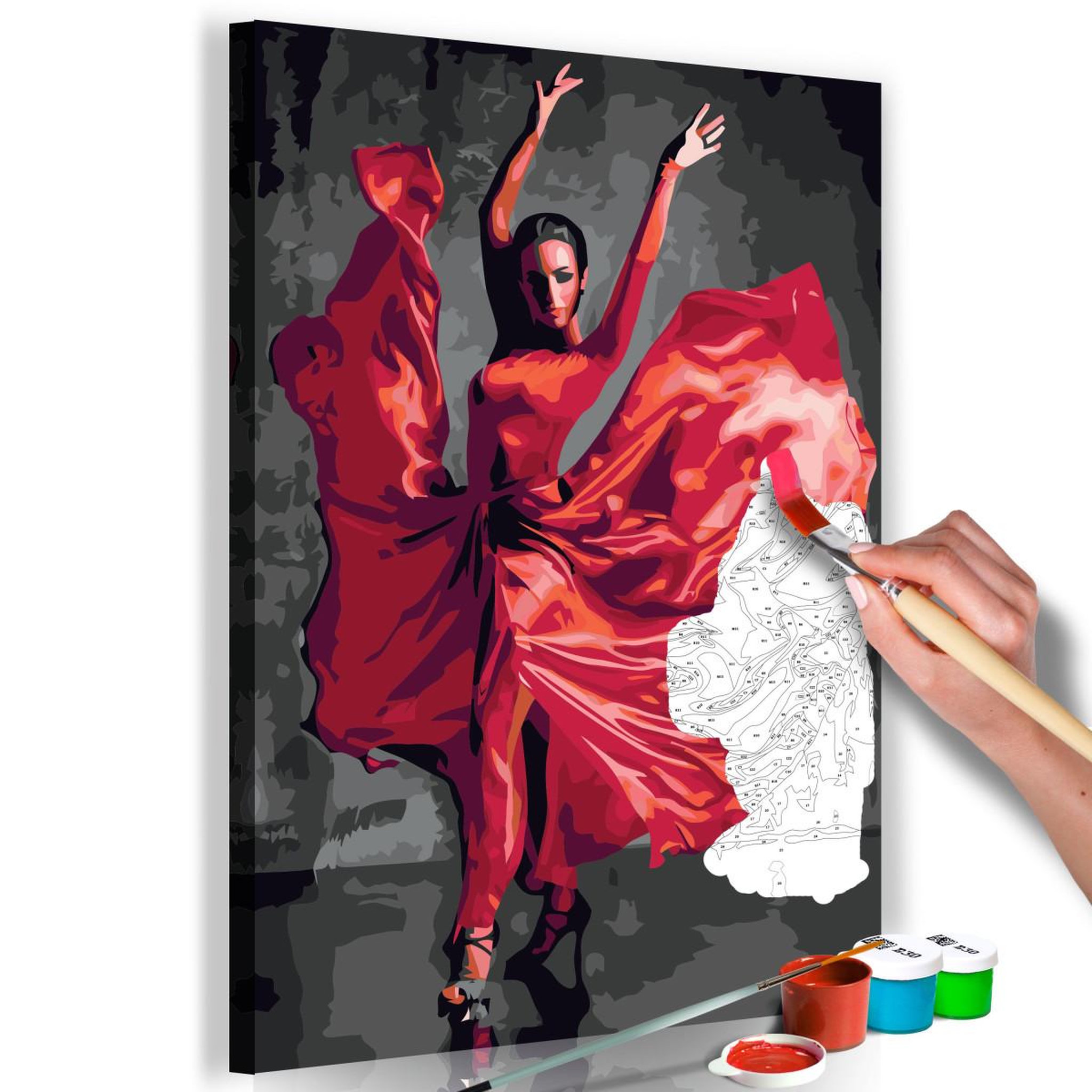 Voir la diapositive 1 : Paris Prix Tableau à peindre soi-même  red dress  40x60cm