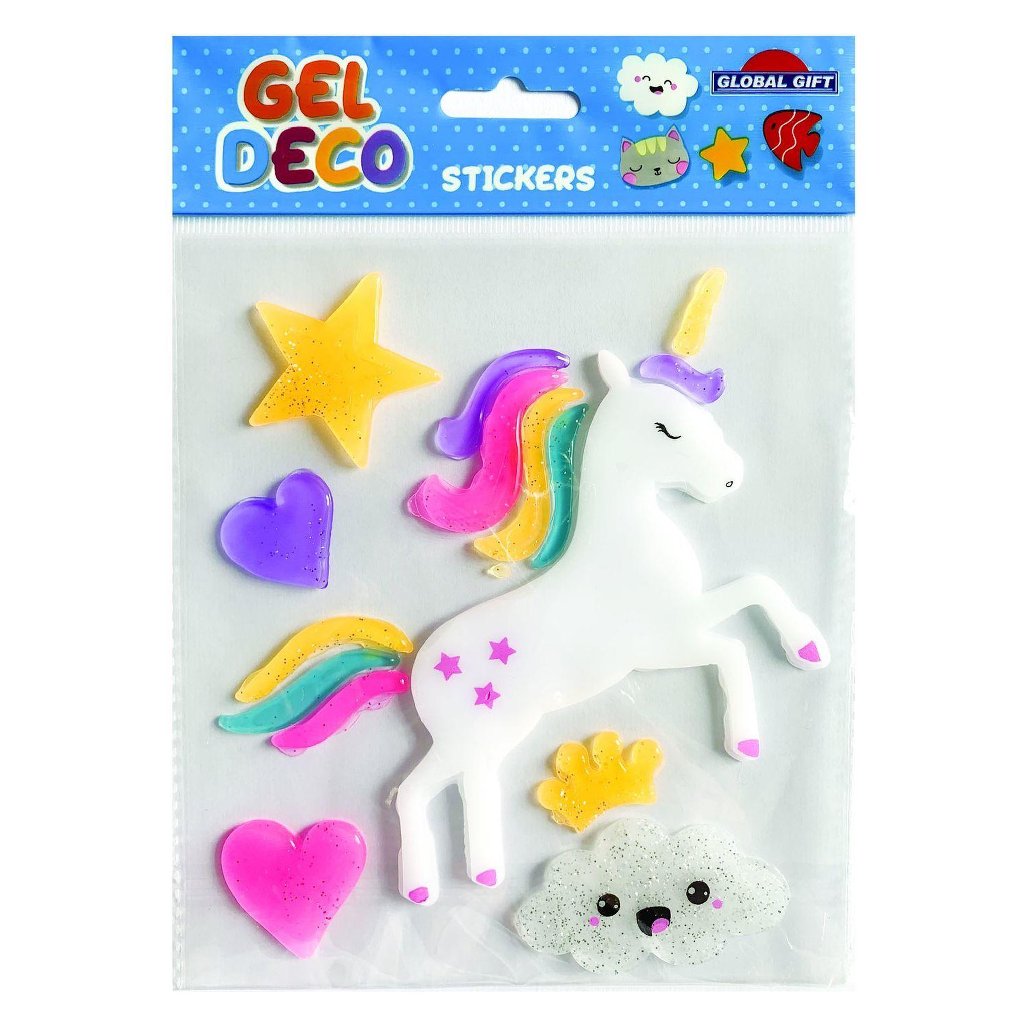 Voir la diapositive 2 : GLOBAL GIFT Décoration de fenêtre en gel - Licorne - Paillettes