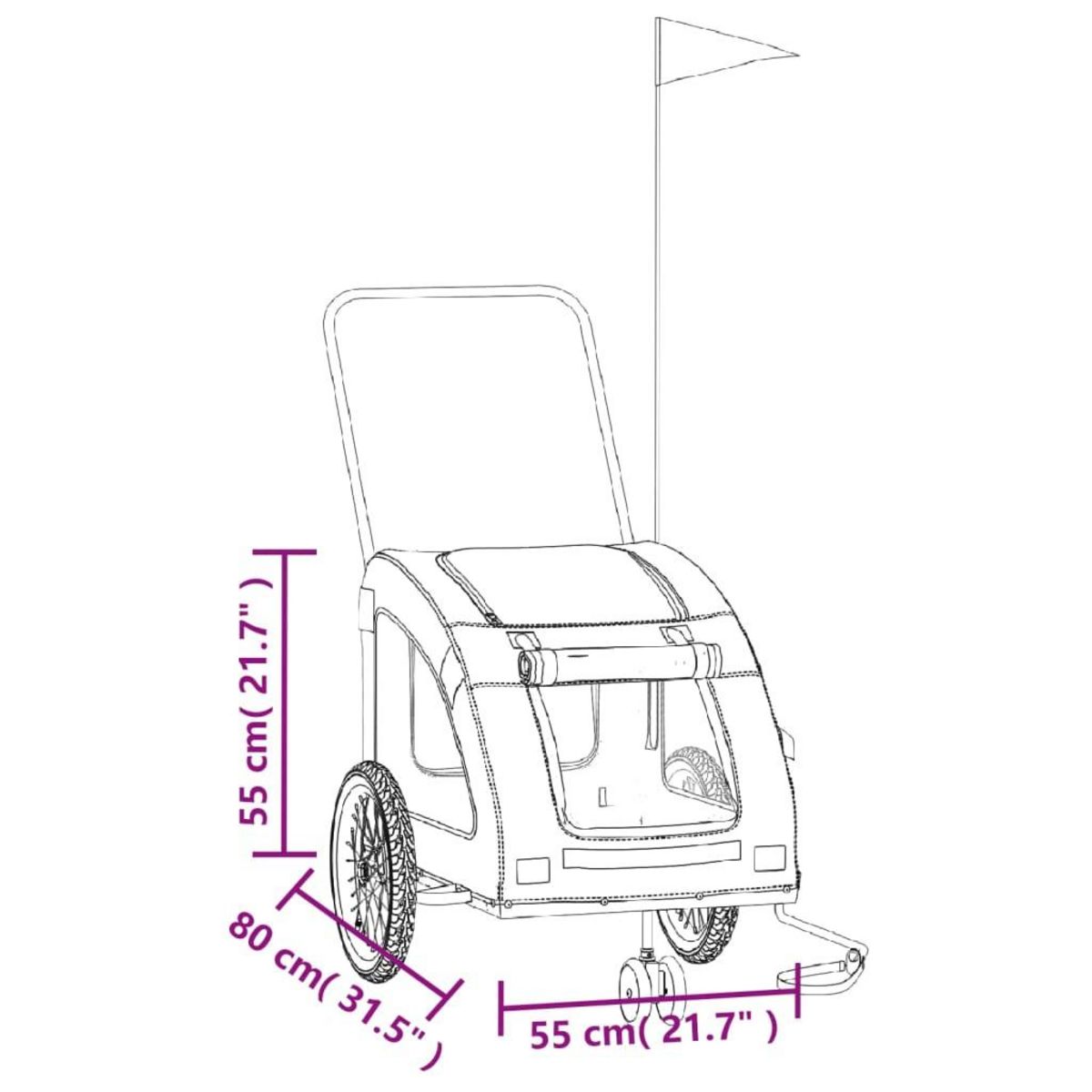 VIDAXL Remorque de velo pour animaux de compagnie noir