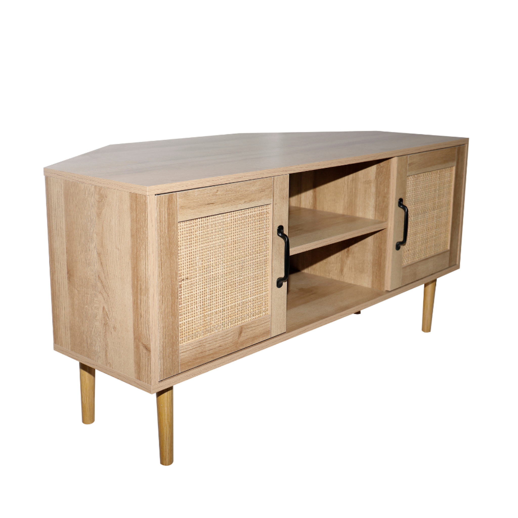 Voir la diapositive 5 : CONCEPT USINE Meuble tv d'angle 115 cm effeffet cannage artic