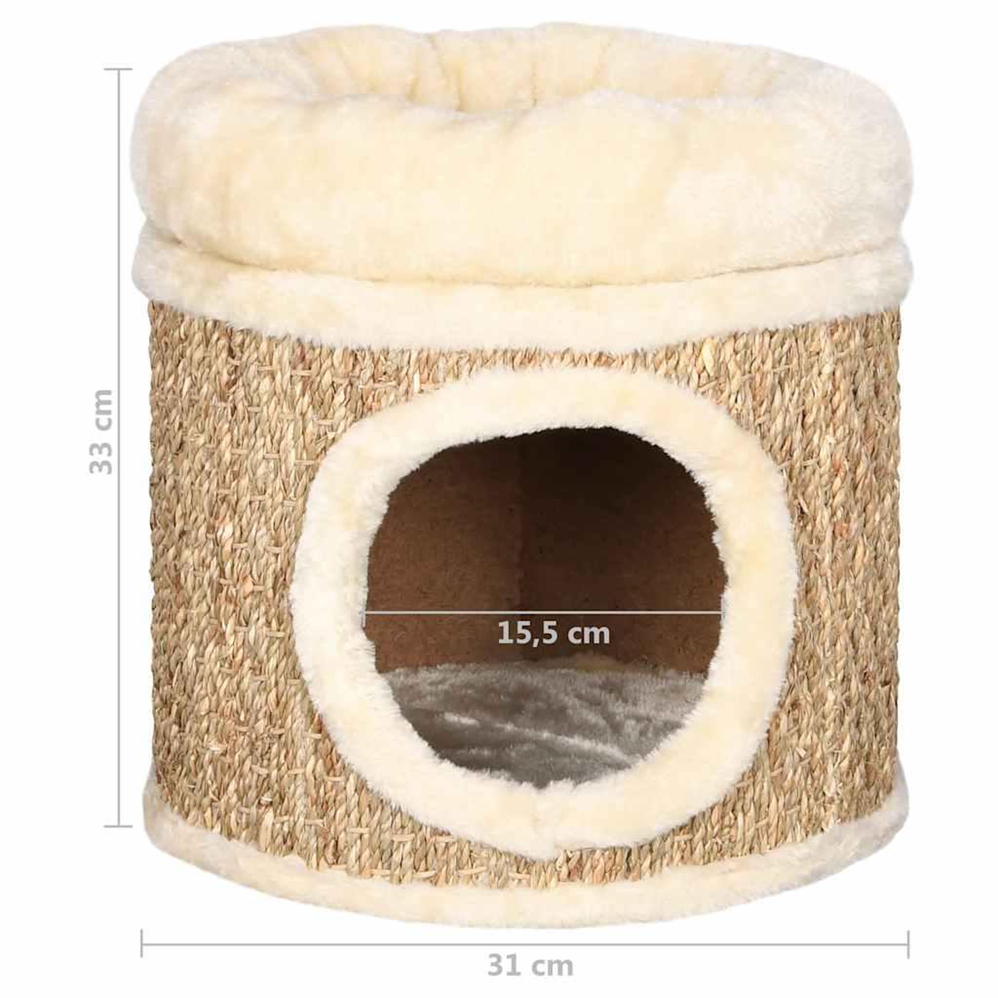 Voir la diapositive 6 : VIDAXL Maison pour chat avec coussin de luxe 33 cm herbiers marins