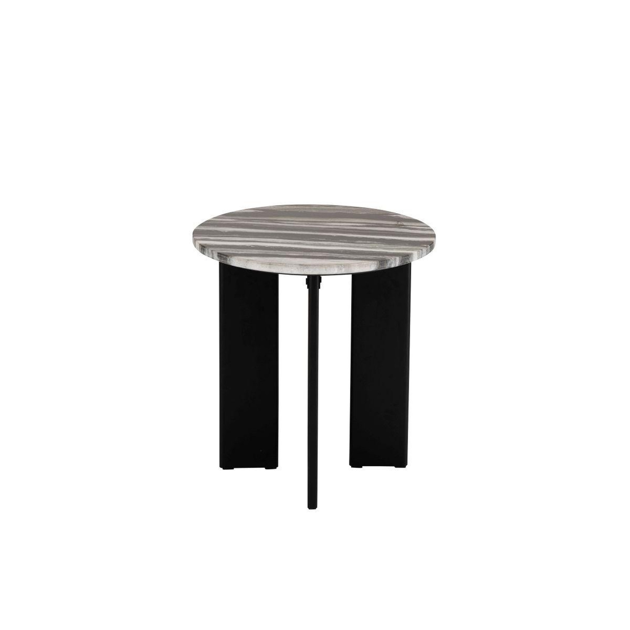 Voir la diapositive 2 : J-LINE Table d'appoint en marbre  mathilde  50cm noir & gris